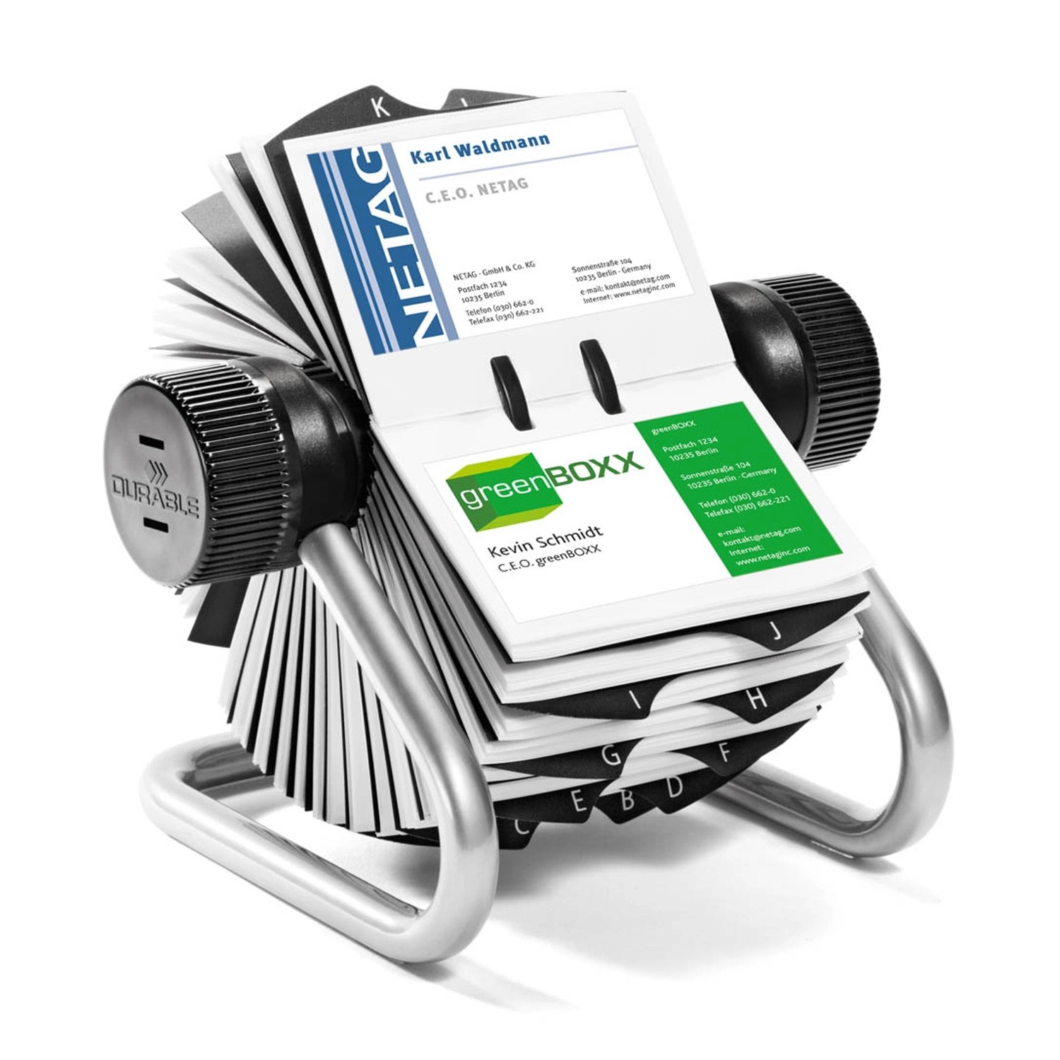 Durable Visifix Rollkartei für 400 Visitenkarten Register A-Z Silber