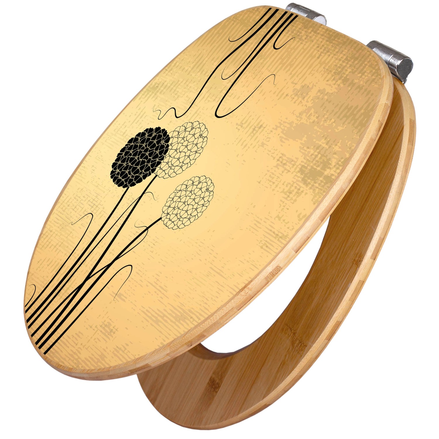 Banjado Design WC Sitz Bambus Holz Toilettendeckel Mit Absenkautomatik Klodeckel WC-Sitz Soft Close Mit Motiv Zwiebel Vintage