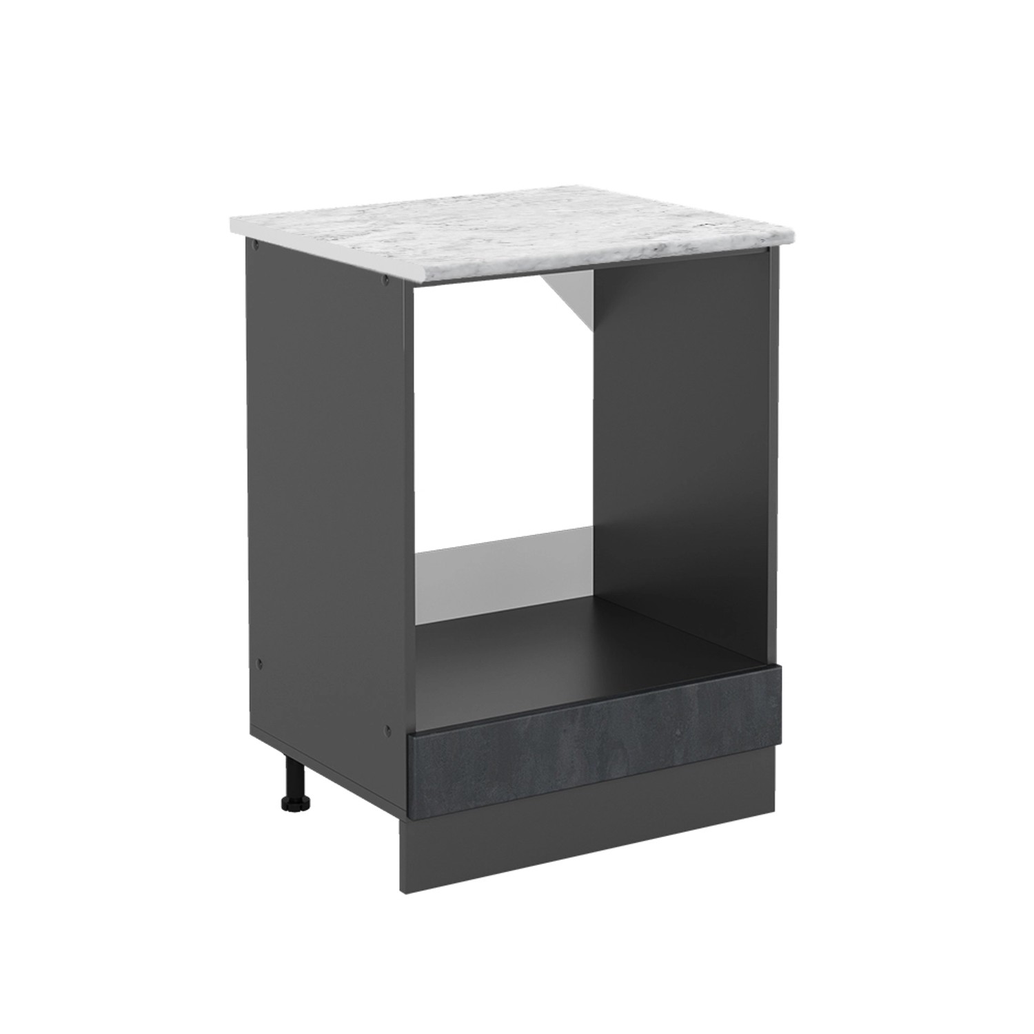 Vicco Herdumbauschrank R-Line Schwarz Beton/Anthrazit 60 cm AP Marmor