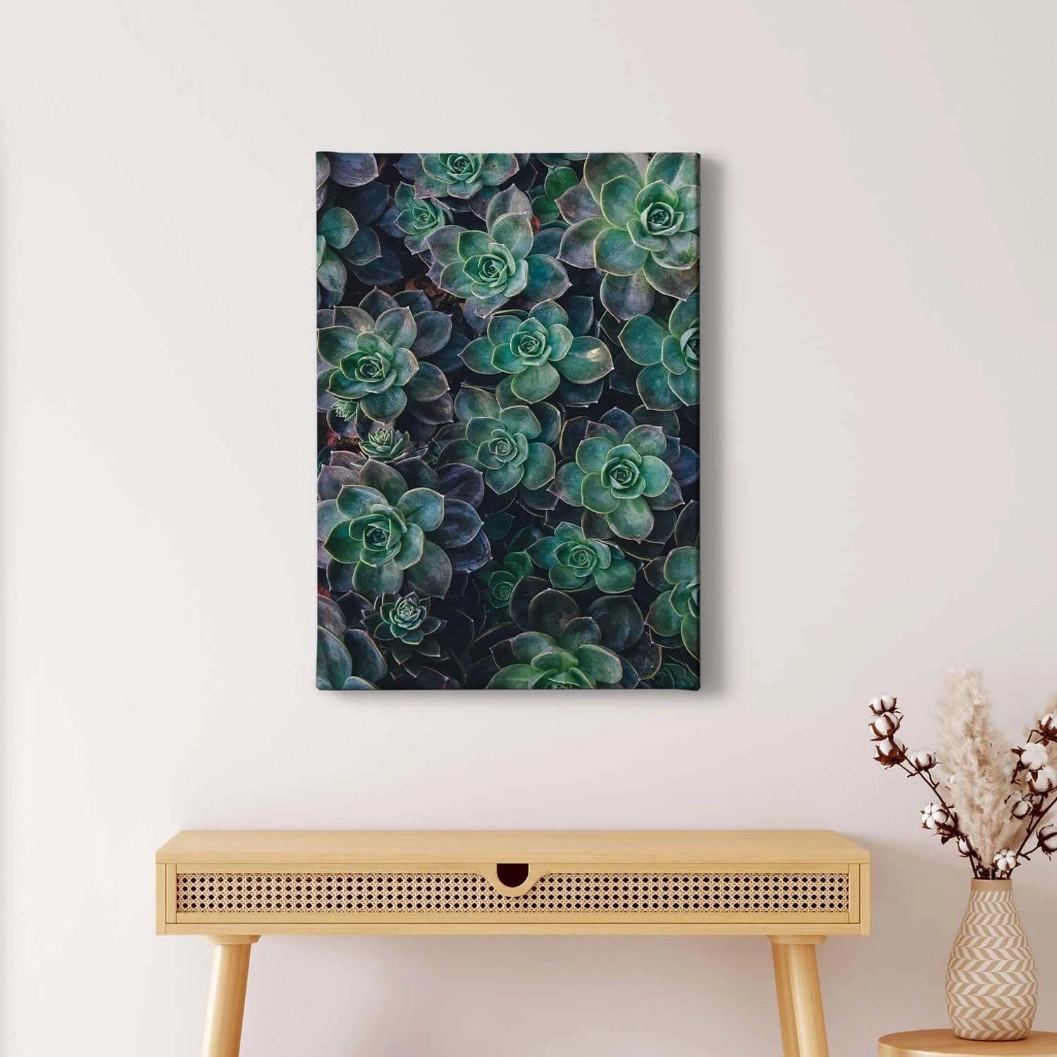 Bricoflor Sukkulenten Bild Auf Leinwand Modernes Bild Mit Pflanzen In Dunkelgrün Küchen Und Schlafzimmer Bild Mit Pflanzen Im Hochformat