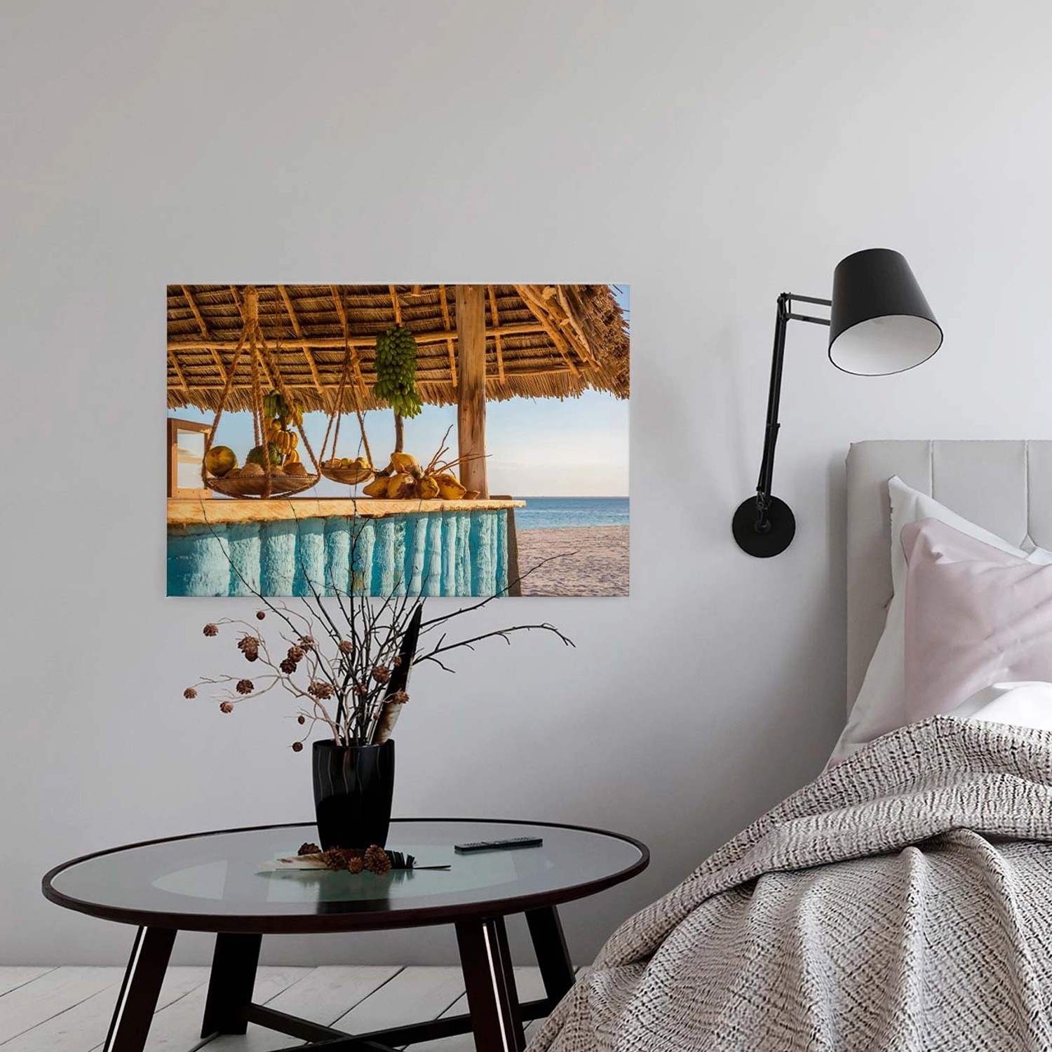 Bricoflor Strand Leinwandbild Ideal Für Küche Hawaii Bild Auf Leinwand In Türkis Canvas Keilrahmen Bild Mit Strandbar Im Exotischen Stil