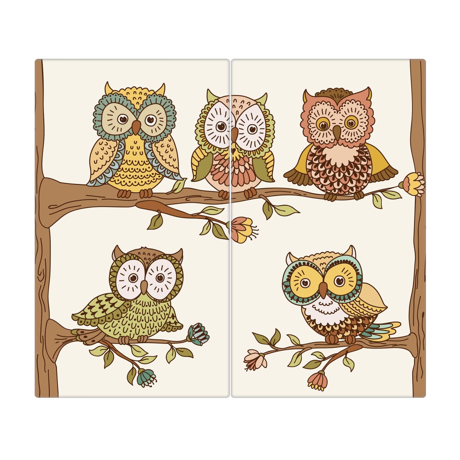 Banjado Herdabdeckplatte Glas 2 Teilig Je 30x52CM Schneidebrett Herdabdeckung Mit Motiv Zehn-Augen-Prinzip