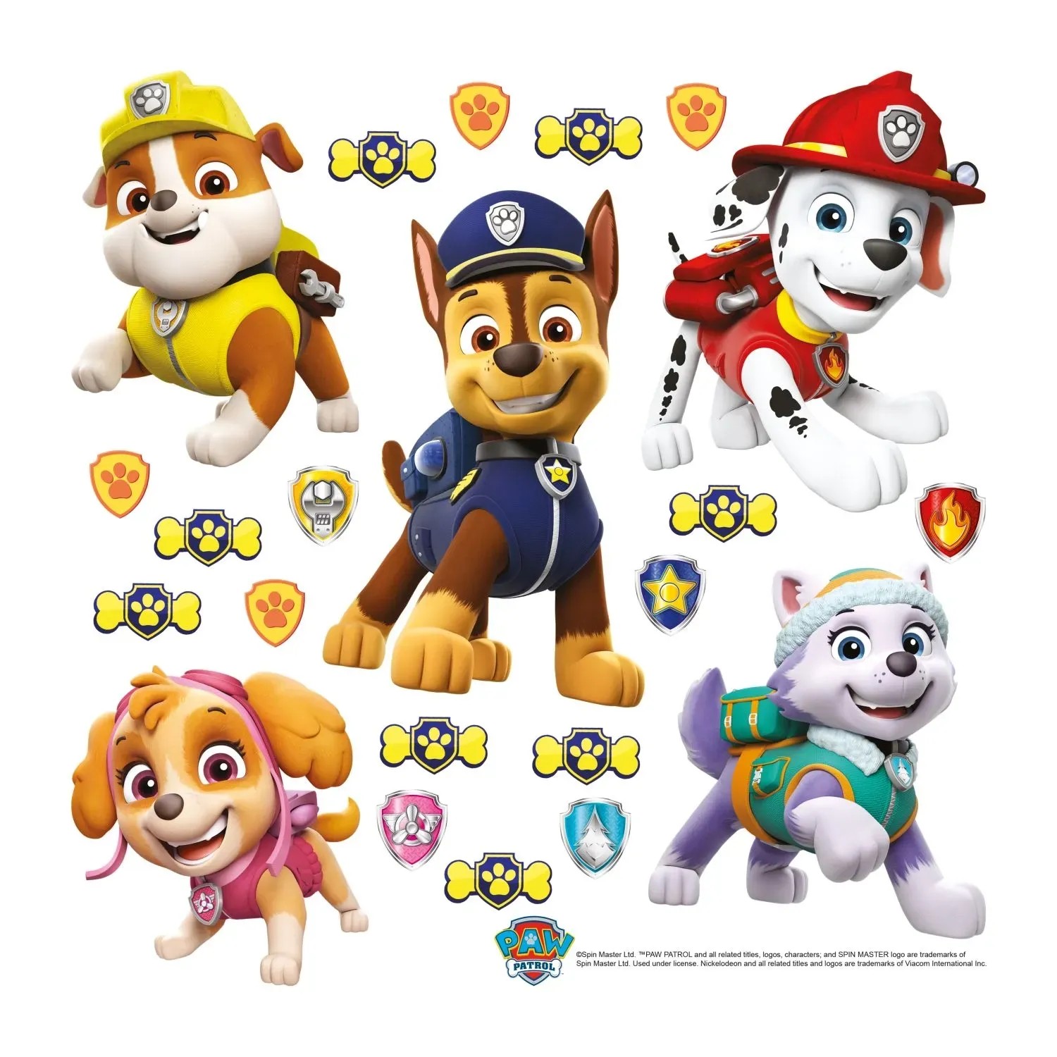Sanders & Sanders Wandtattoo Paw Patrol Gelb Blau und Rot 30 x 30 cm 600240