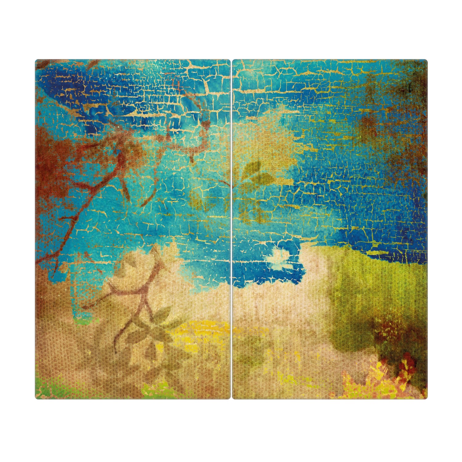 Banjado Herdabdeckplatte Glas 2 Teilig Je 30x52CM Schneidebrett Herdabdeckung Mit Motiv Patina