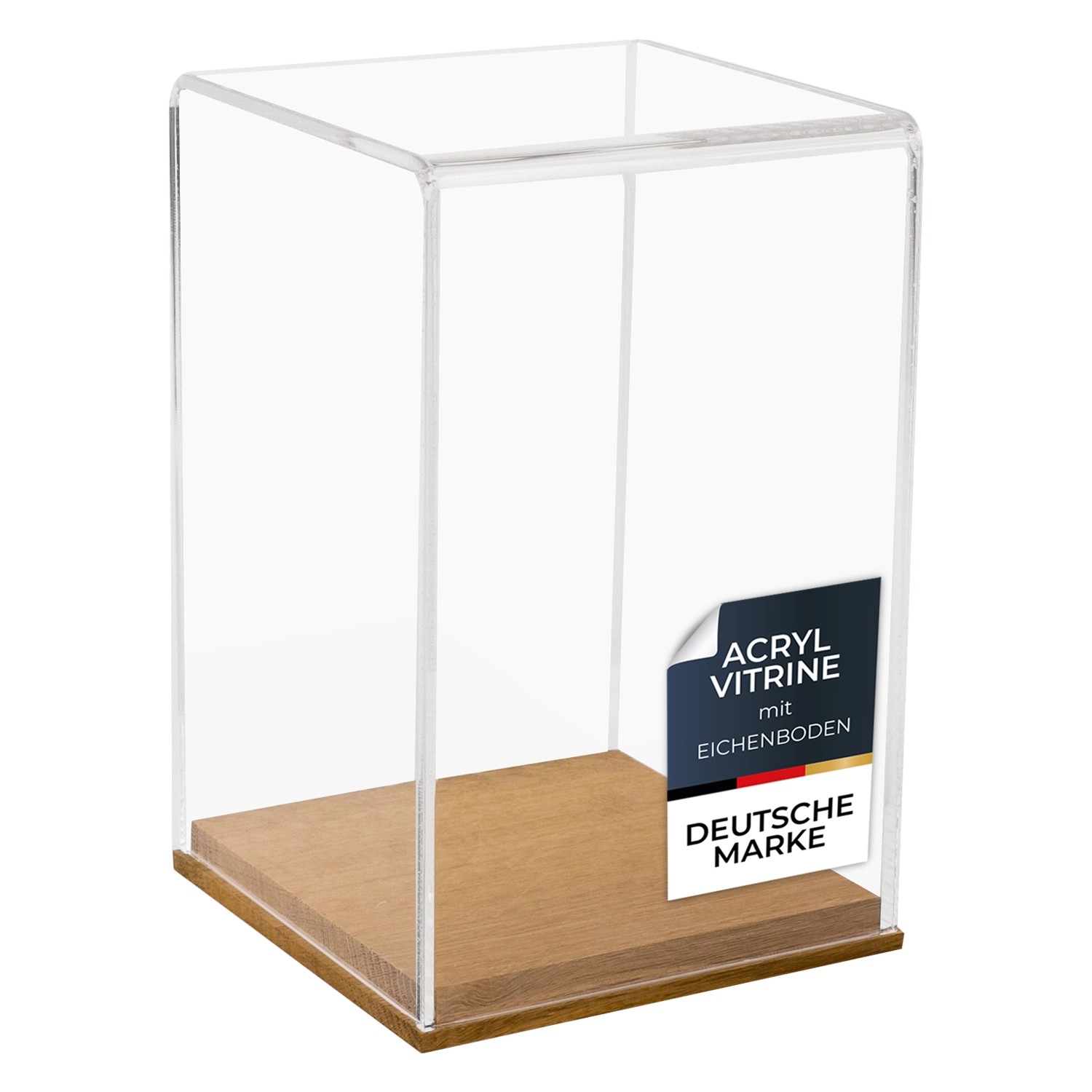 HMF 46881 Acryl Vitrine Schaukasten mit Holzsockel für Figuren 14 x 14 x 22 cm Transparent