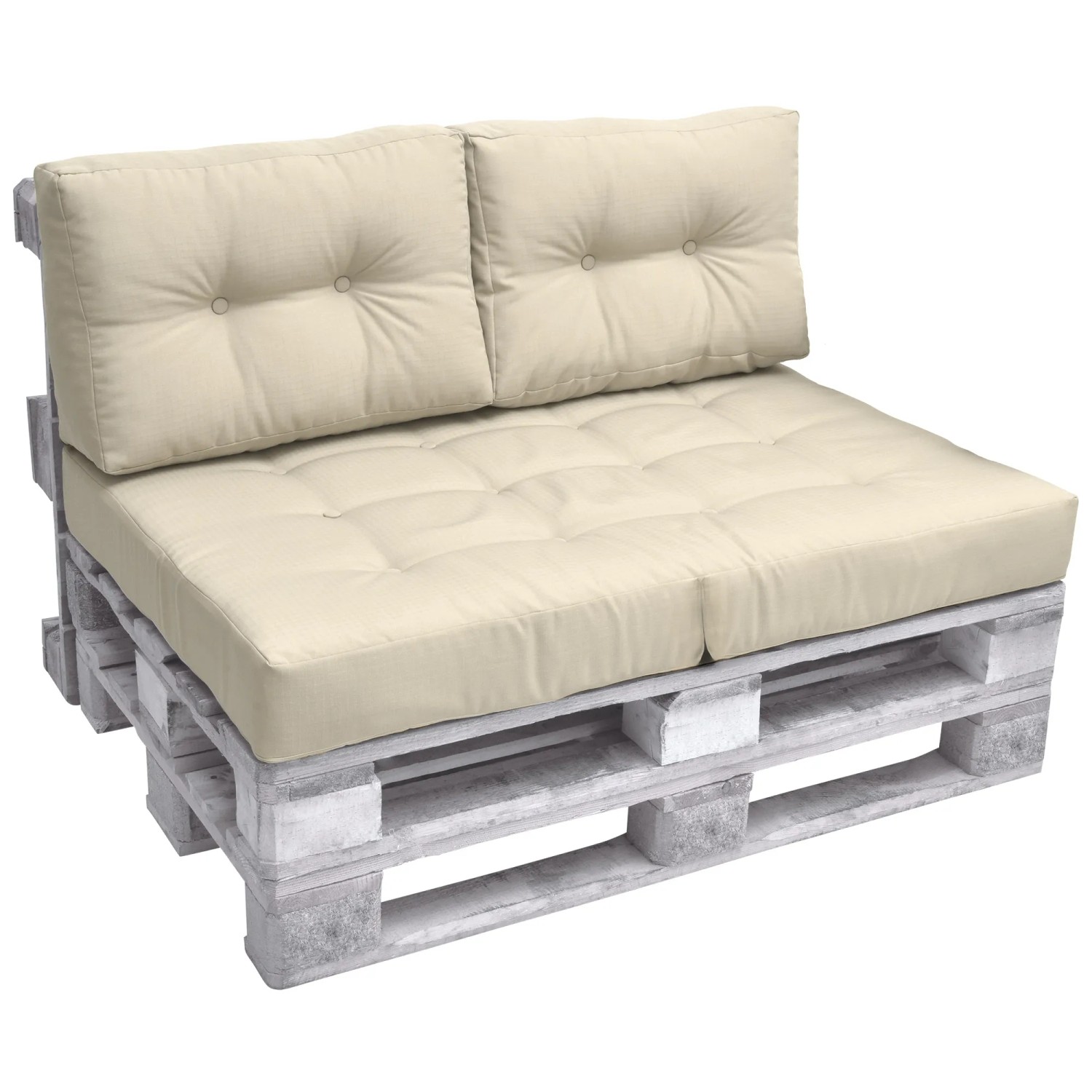 Beautissu ECO Elements Palettenkissen Sitz + Rücken Natur 2tlg