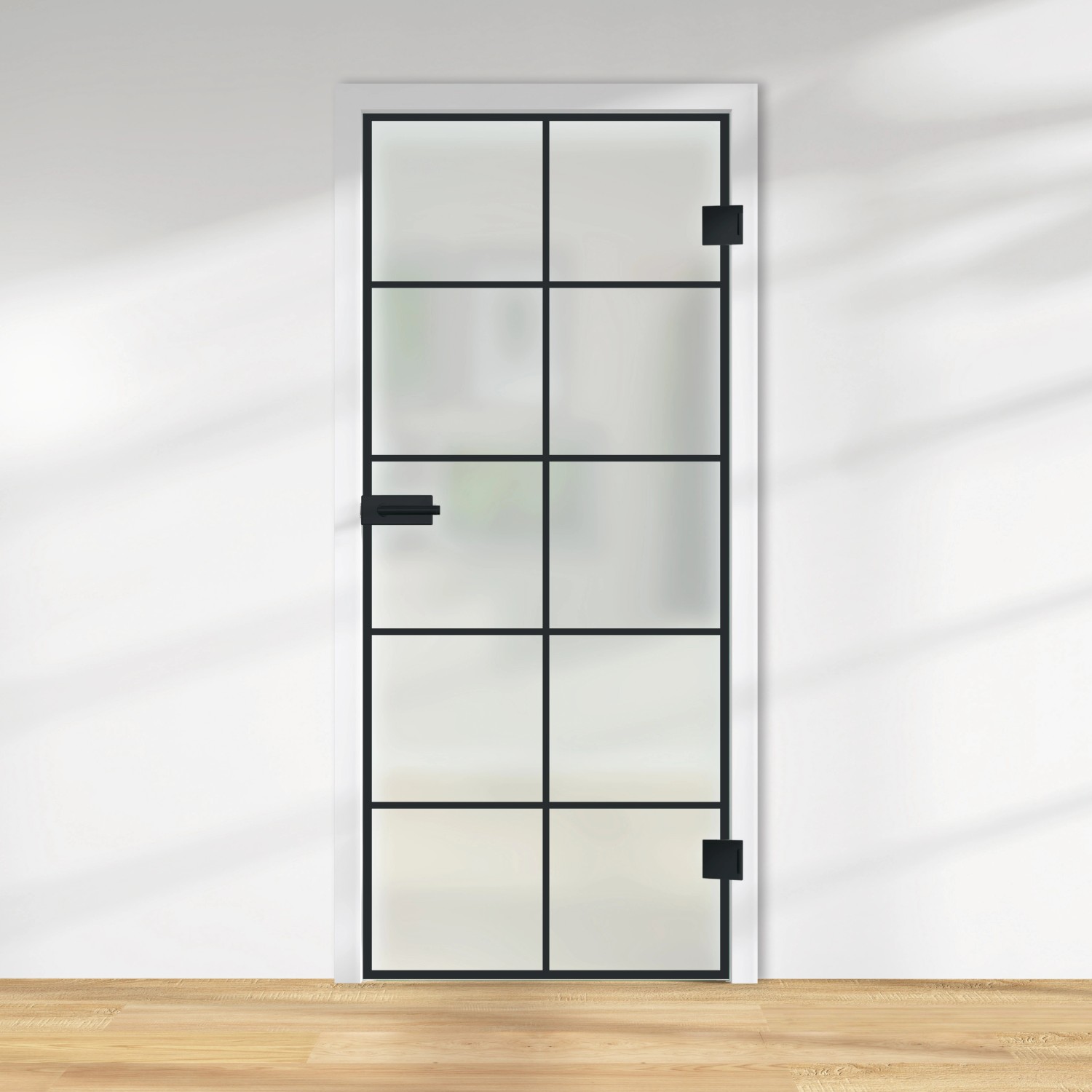 Glasdrehtür ESG satiniert Siebdruck 76/20 DIN Rechts 1972 x 834 x 8 mm