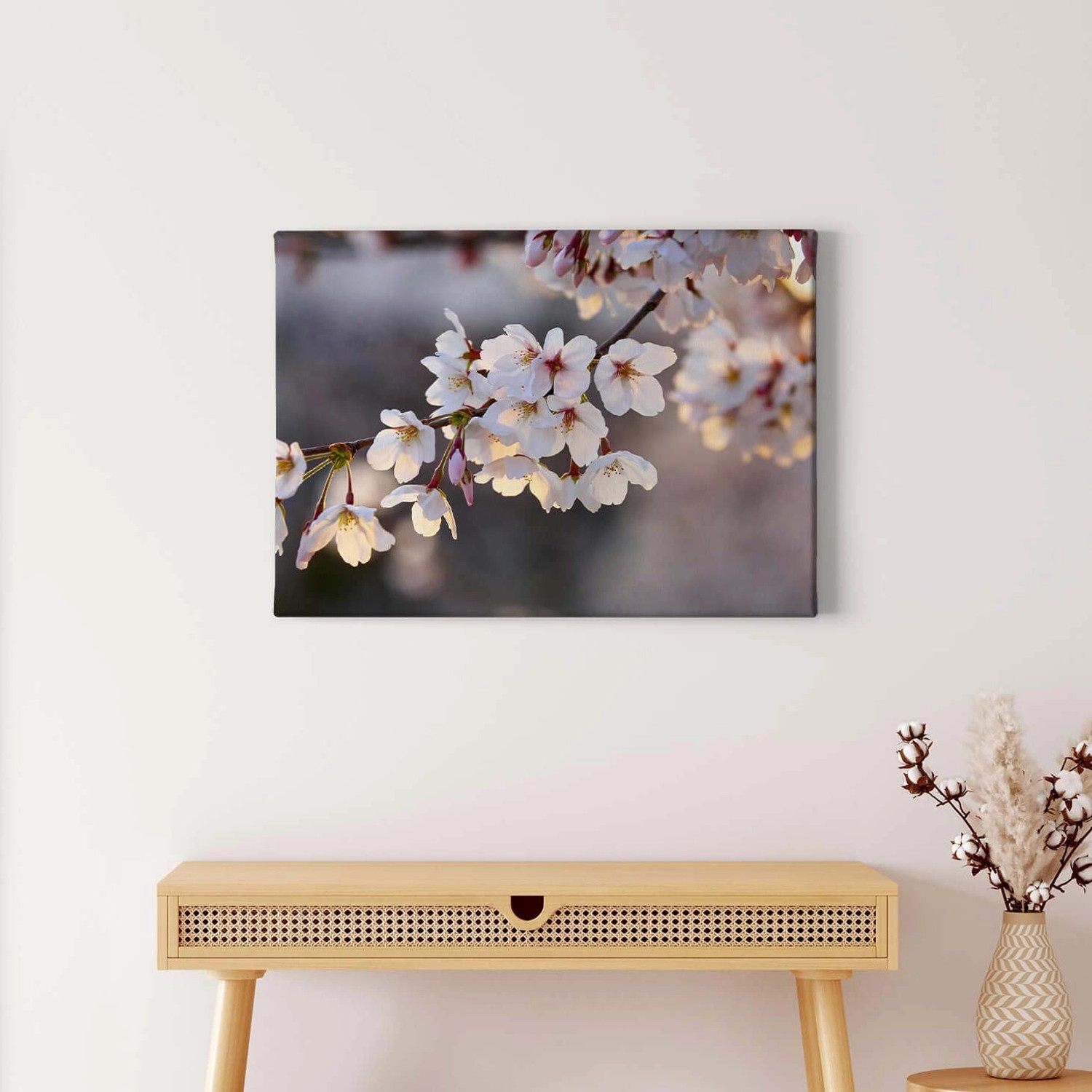 Bricoflor Bild Mit Kirschblüten Leinwand Bild Mit Japan Motiv Ideal Für Schlafzimmer Und Badezimmer Romantisches Blumen Leinwandbild In Rosa