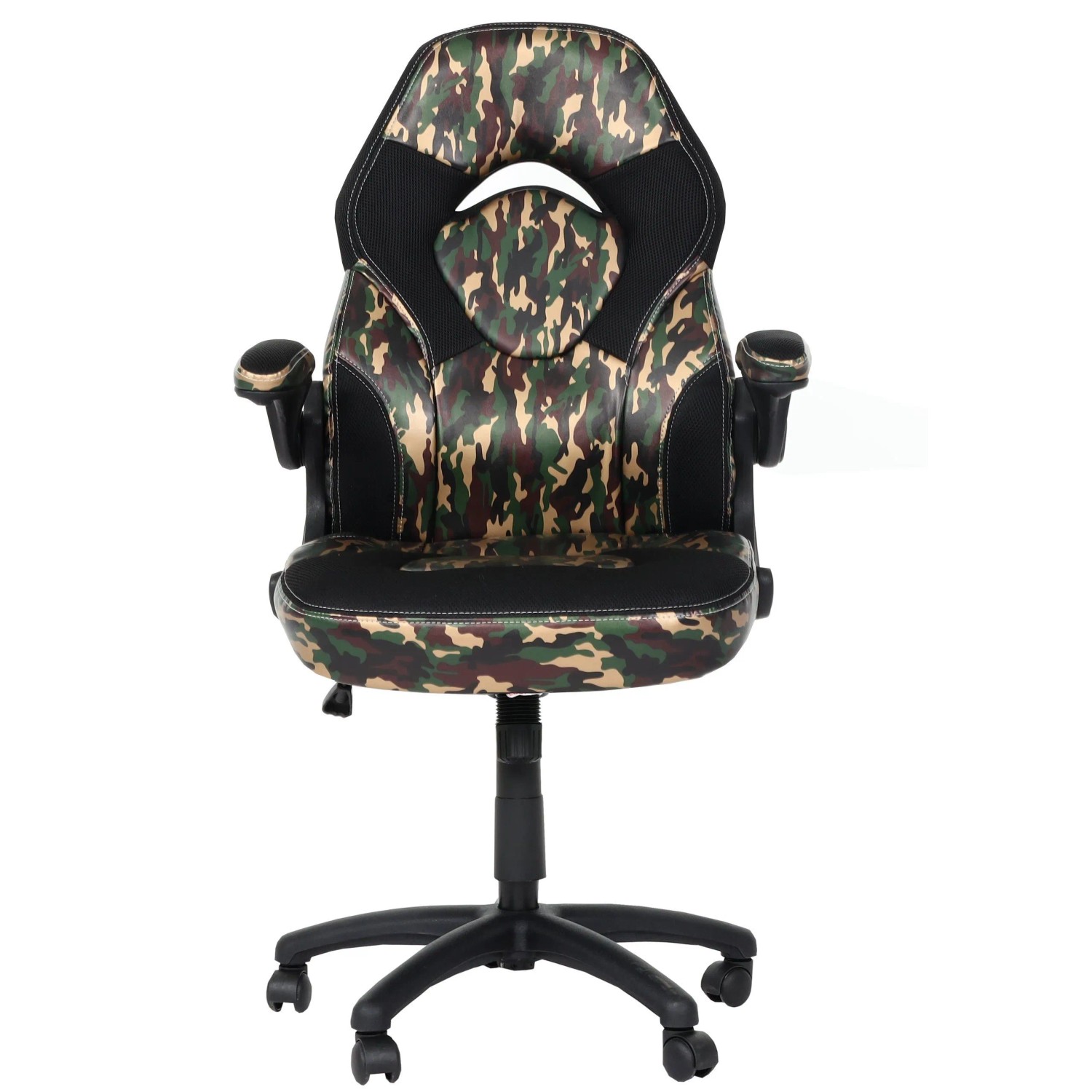 Proregal Bürostuhl HxBxT 116x62x57 cm Sitzhöhe 46cm Ergonomisch Verstellbare Armlehne Kunstleder Camouflage-Schwarz Drehstuhl Gamingstuhl