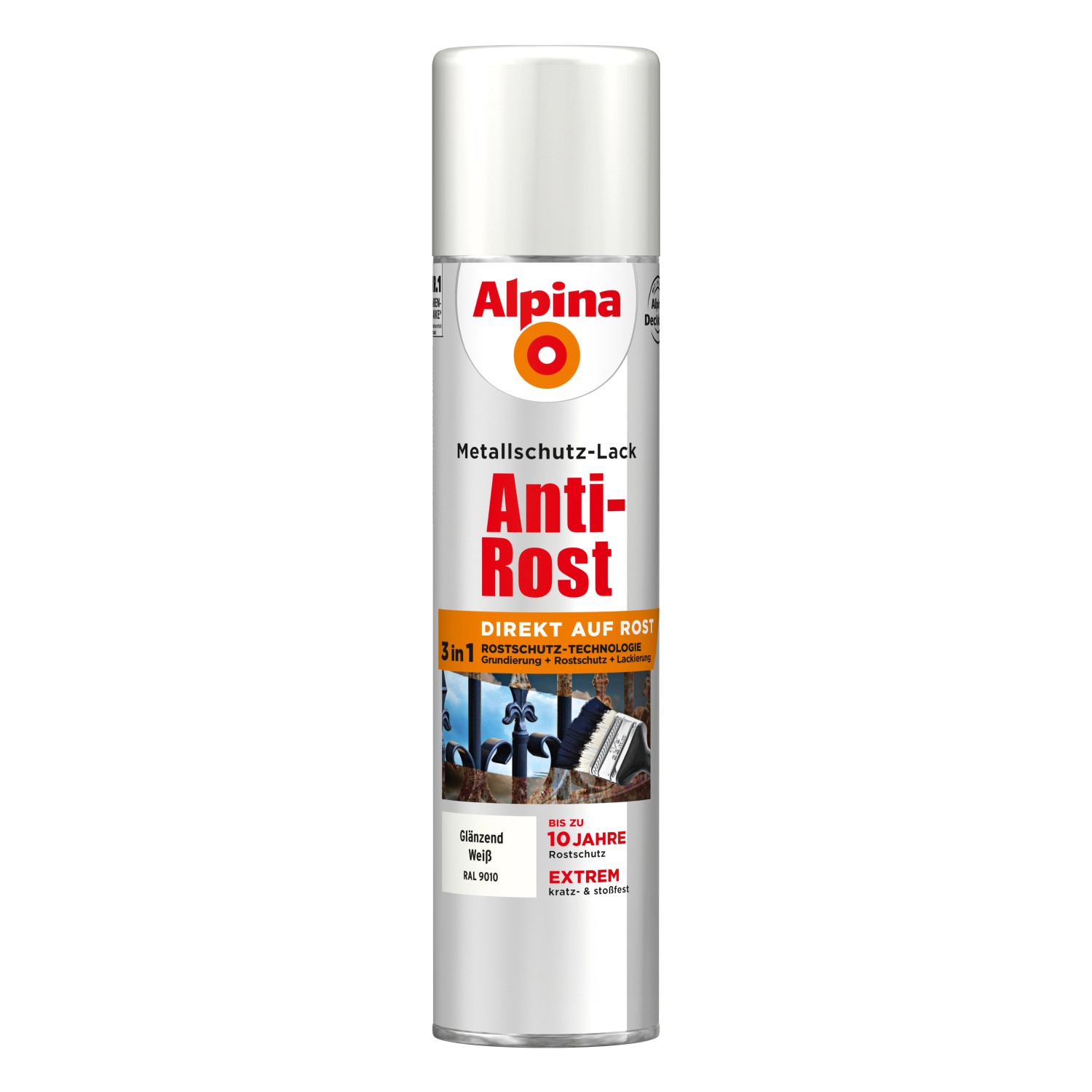 Alpina Metallschutz-Lack Anti-Rost Spray Weiß glänzend 400 ml