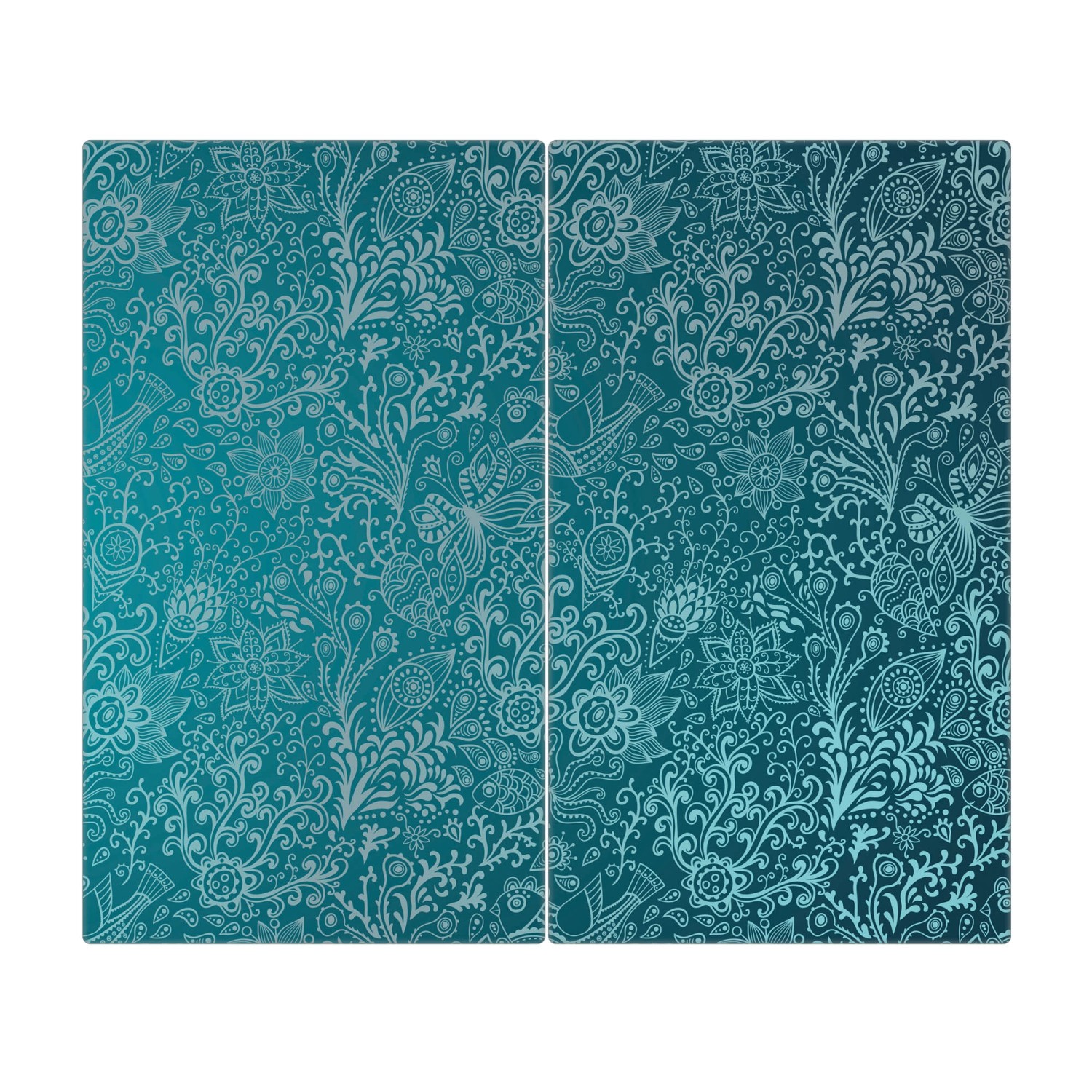 Banjado Herdabdeckplatte Glas 2 Teilig Je 30x52CM Schneidebrett Herdabdeckung Mit Motiv Mandala Landschaft