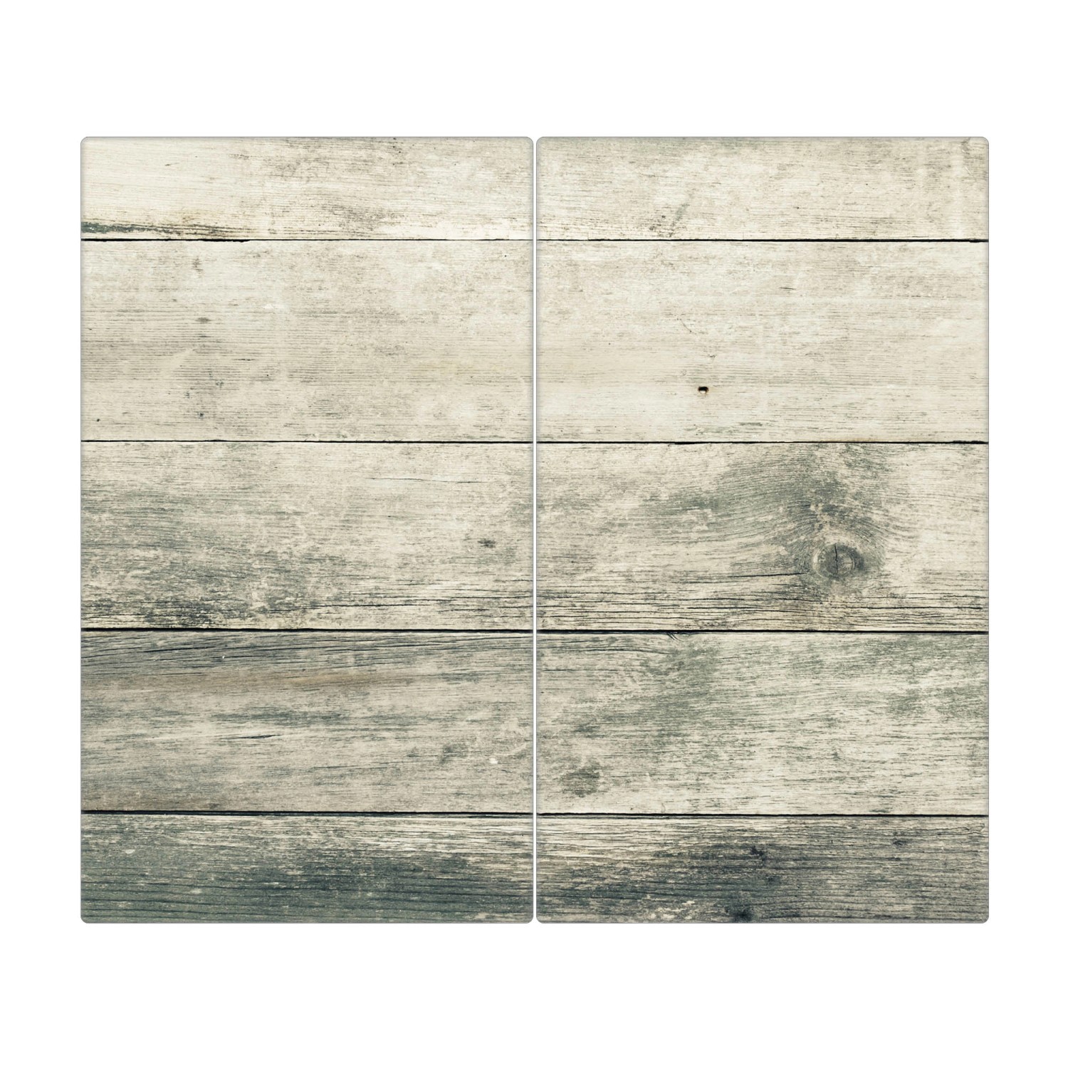 Banjado Herdabdeckplatte Glas 2 Teilig Je 30x52CM Schneidebrett Herdabdeckung Mit Motiv Graue Planken
