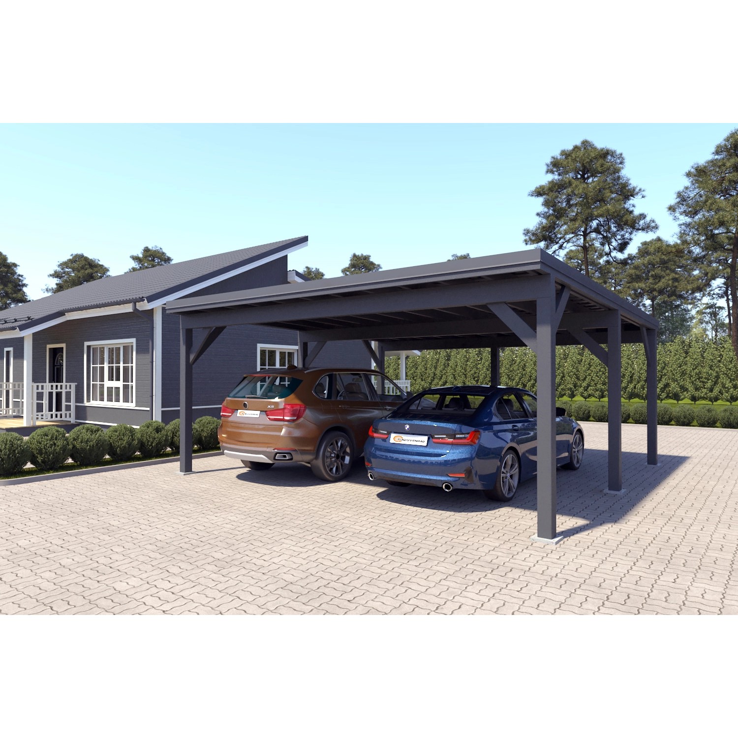 Holzbrüder Carport Ralf 36m² 150kg/m² Anthrazitgrau-Dunkelgrau