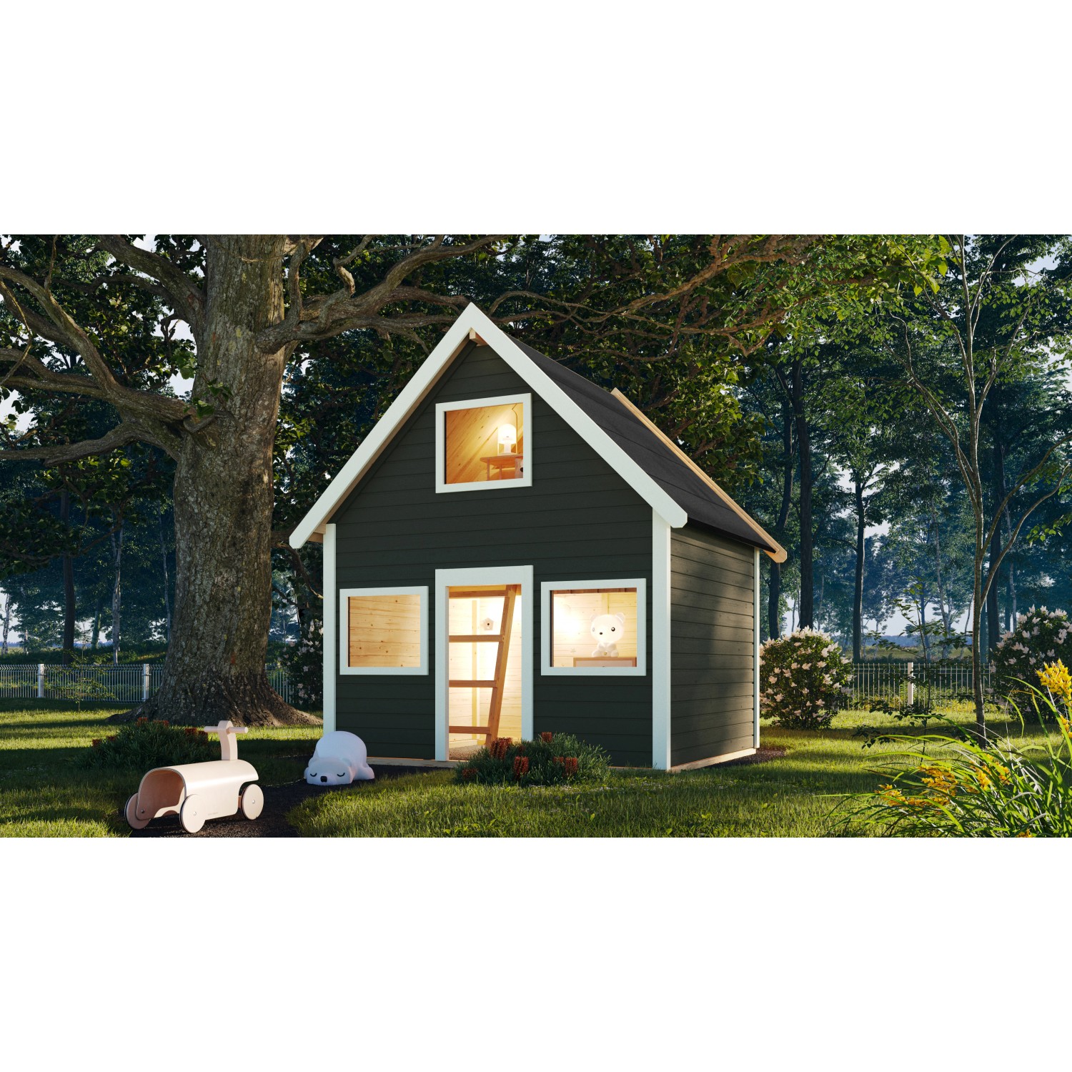 Karibu Spielhaus Kalle Terragrau