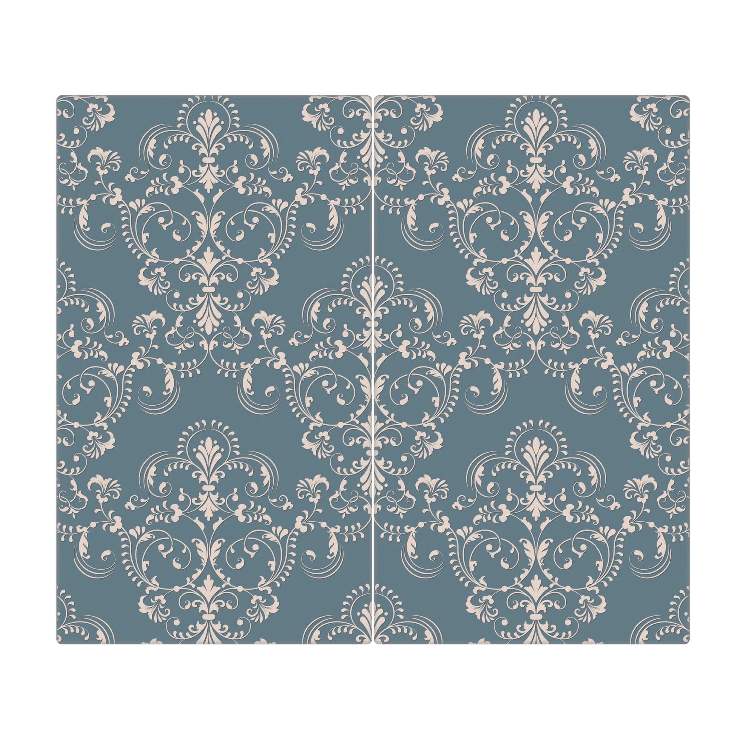 Banjado Herdabdeckplatte Glas 2 Teilig Je 30x52CM Schneidebrett Herdabdeckung Mit Motiv Royal Creme Blau