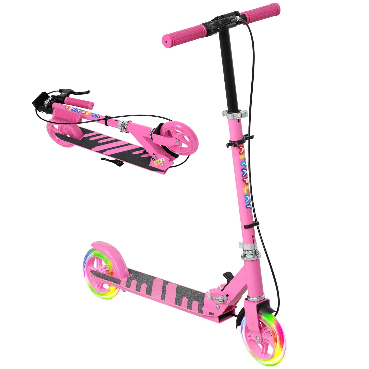 AIYAPLAY Kinder Scooter Kunststoff Polyester Rosa 73L x 36B x 73-89H cm