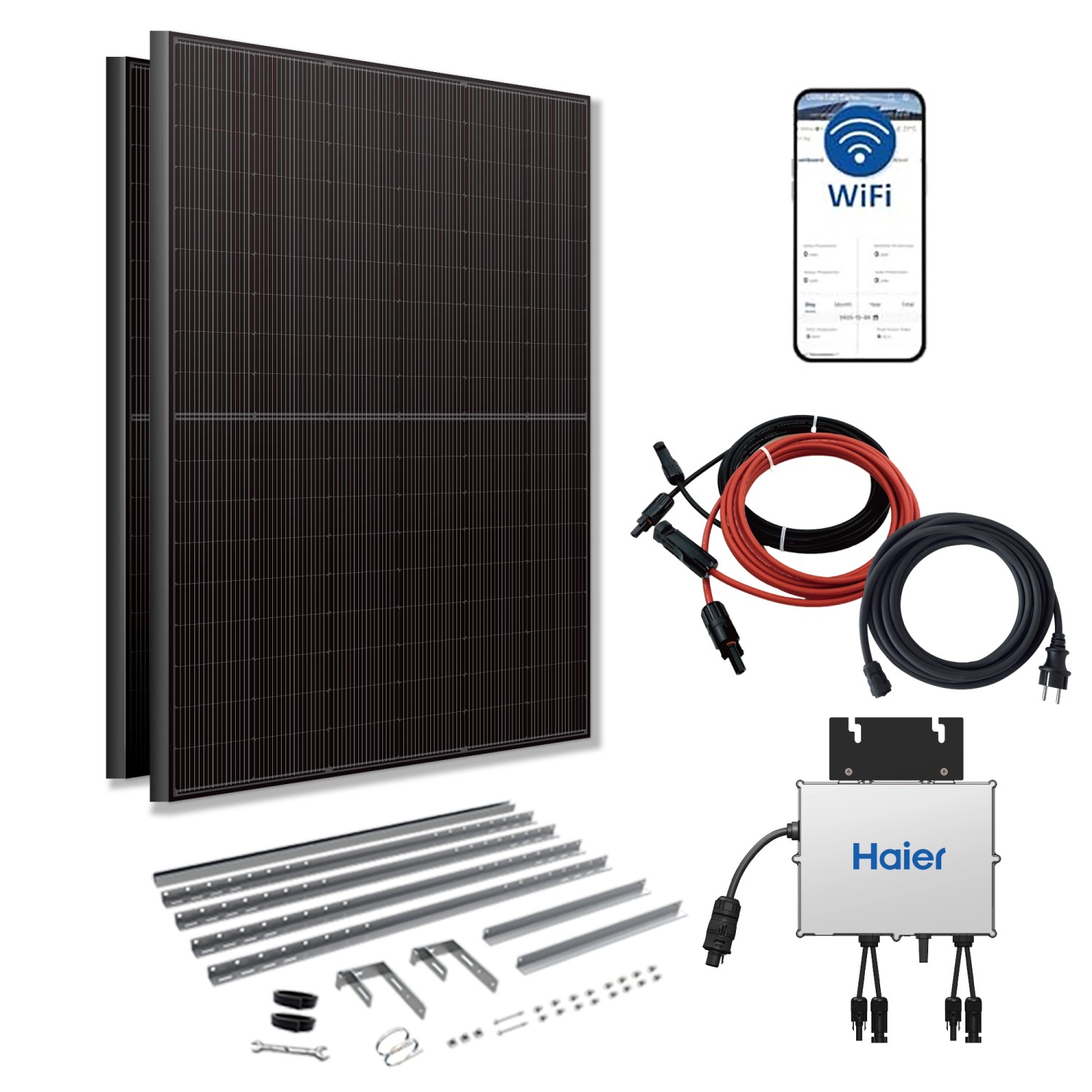 Haier Balkonkraftwerk Lumenia HMK1P-800D  800 W mit Balkonhalterung