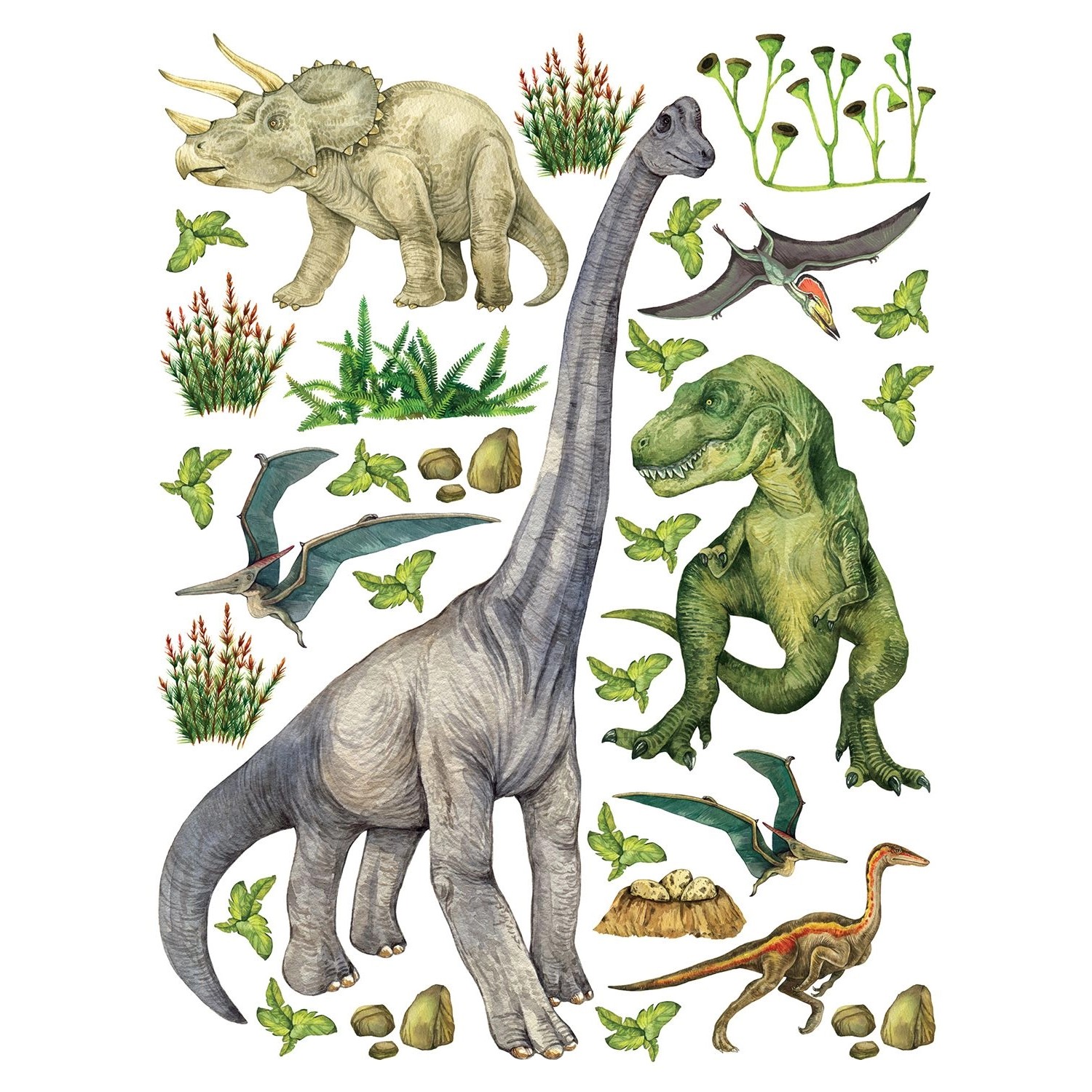 Sanders & Sanders Wandtattoo Dinosaurier Grün 85 x 65 cm 601355