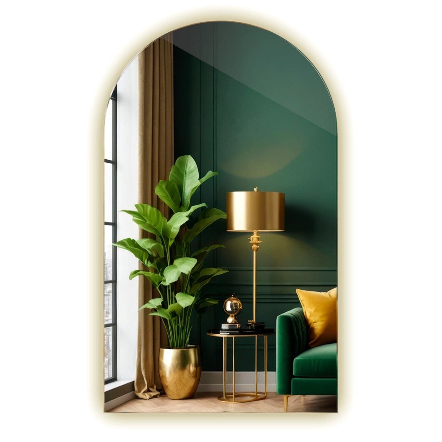 Tulup LED Spiegel LED Spiegel mit Abgerundeten Ecken 50x90 cm Bogenspiegel LED Minimalistischer LED Badspiegel Neutralweiß 4000K