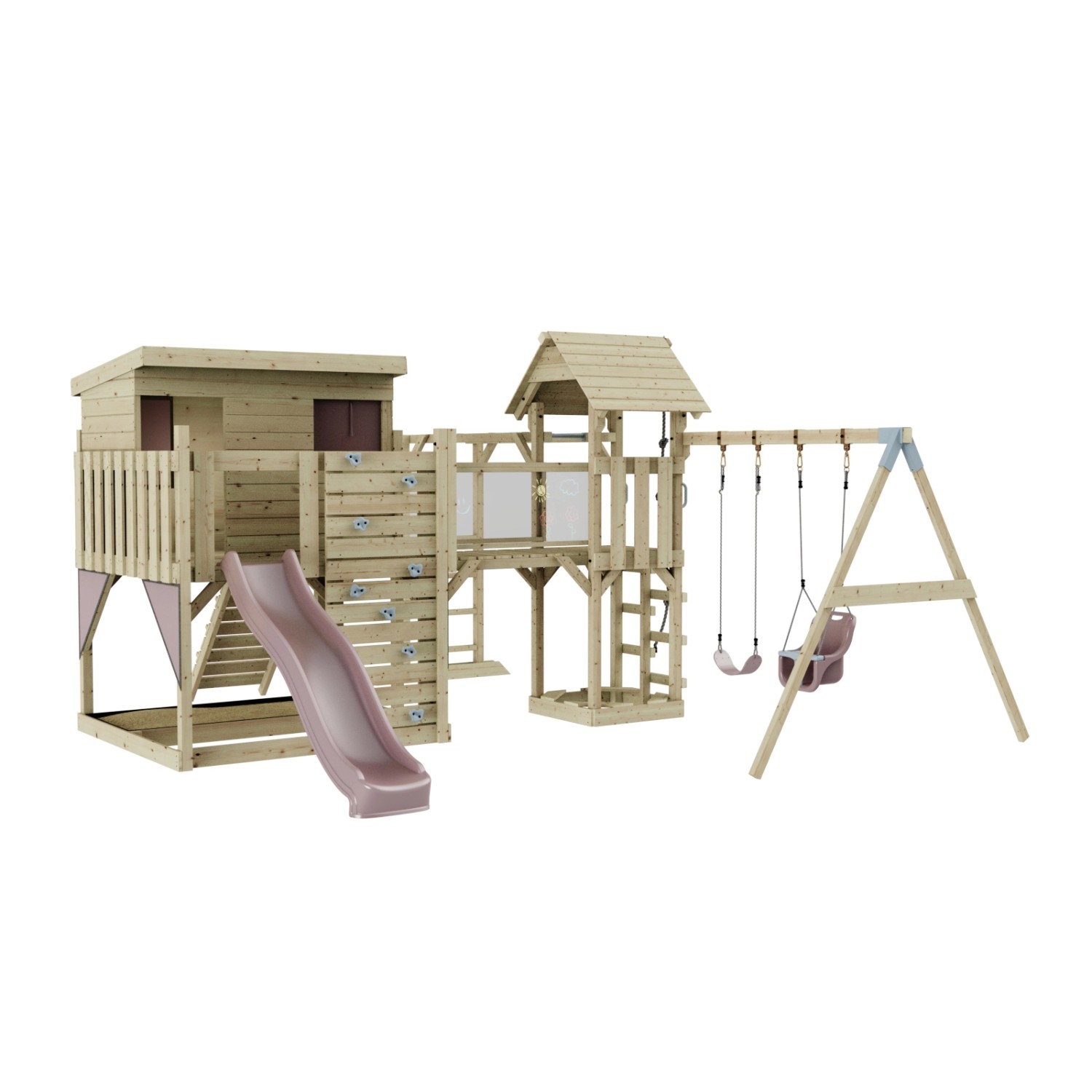 OutdoorToys Spielturm Johanna mit Babyschaukel Altrosa