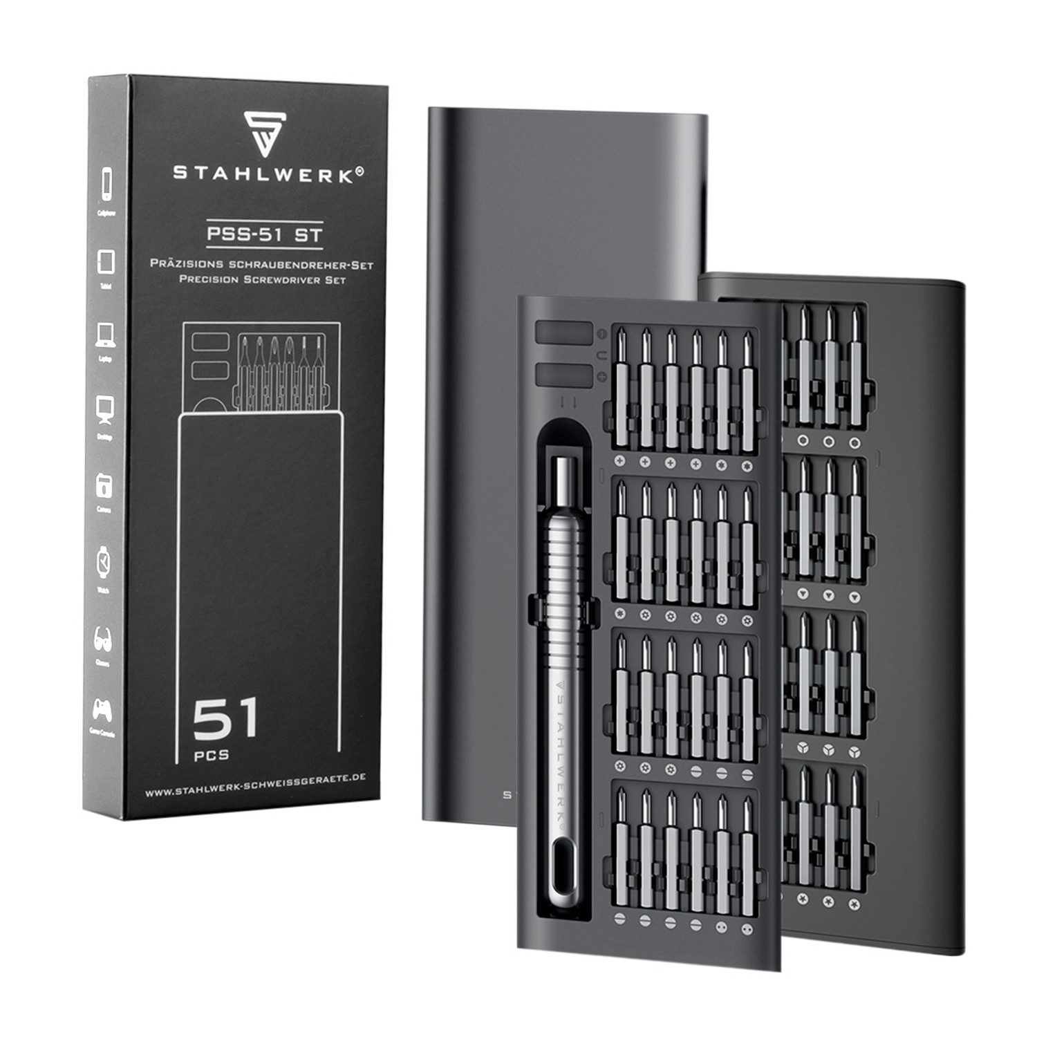 STAHLWERK Präzisions Schraubendreher Set PSS 51 ST 51 Teiliges Feinmechanik Set
