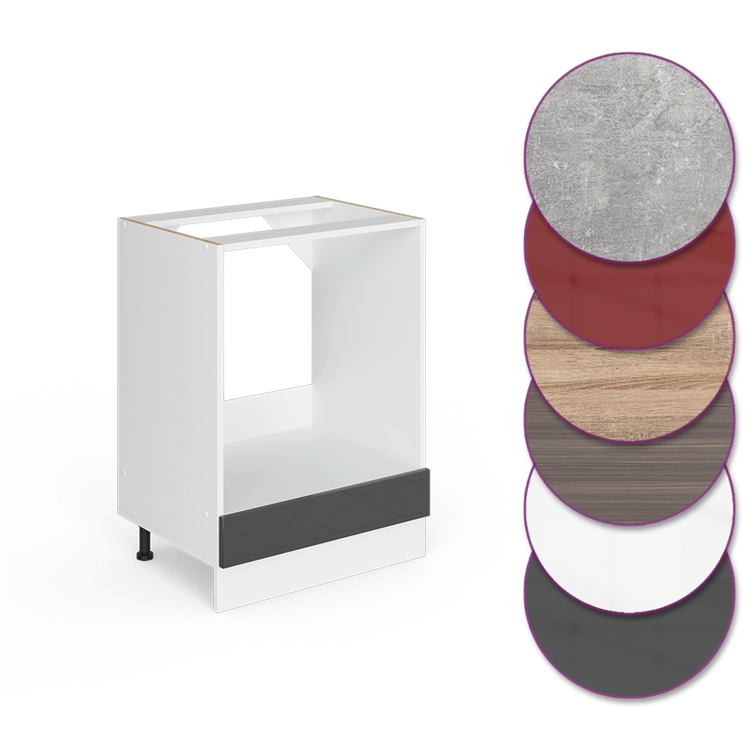 Vicco Herdumbauschrank R-Line Anthrazit Hochglanz/Weiß 60 cm AP Eiche