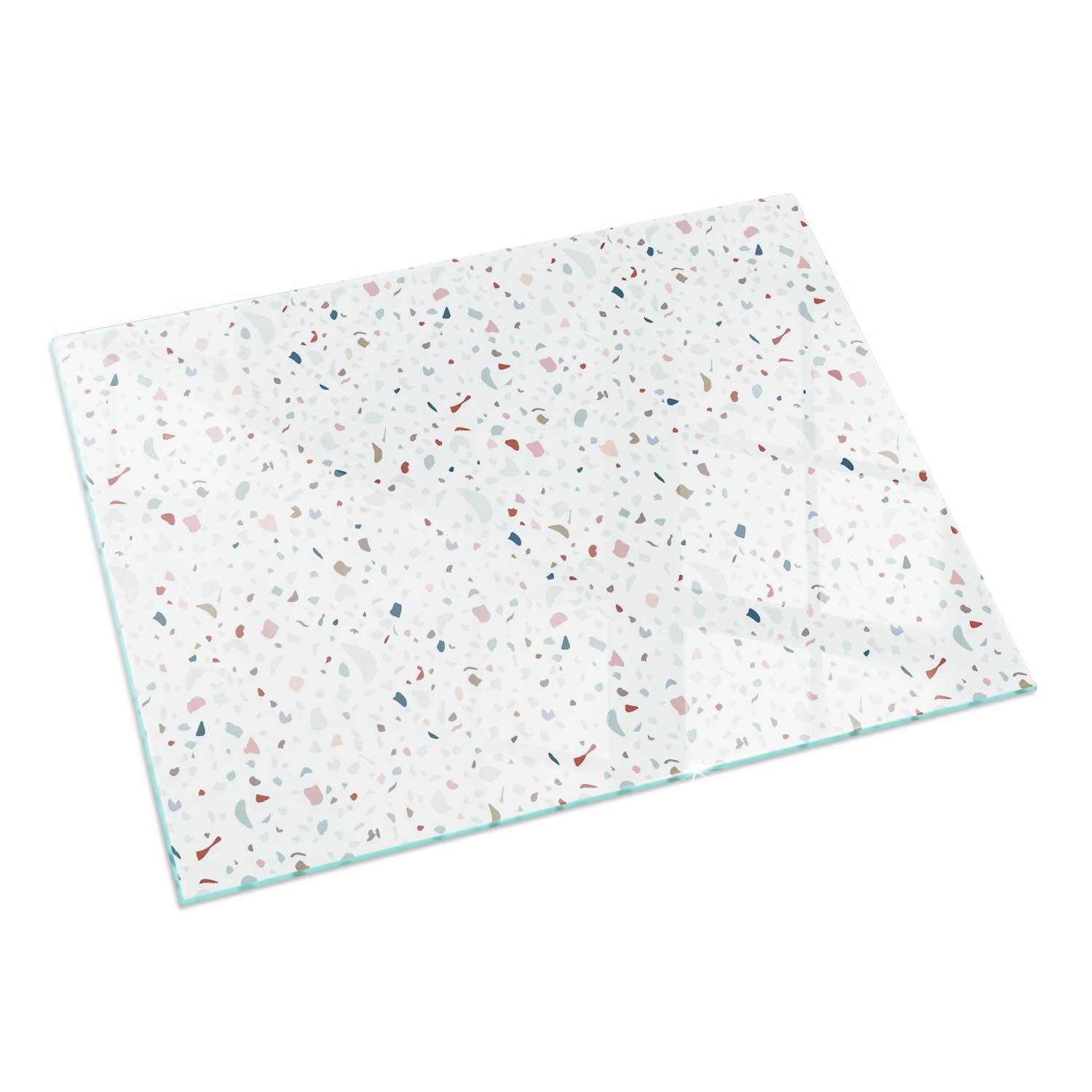 Tulup Glasplatte für Kamin Muster mit Kleinen Formen Glasplatte für Öfen Rechteck 60x40 cm Weiß Glasplatte für Kamin Kamin Glasplatte