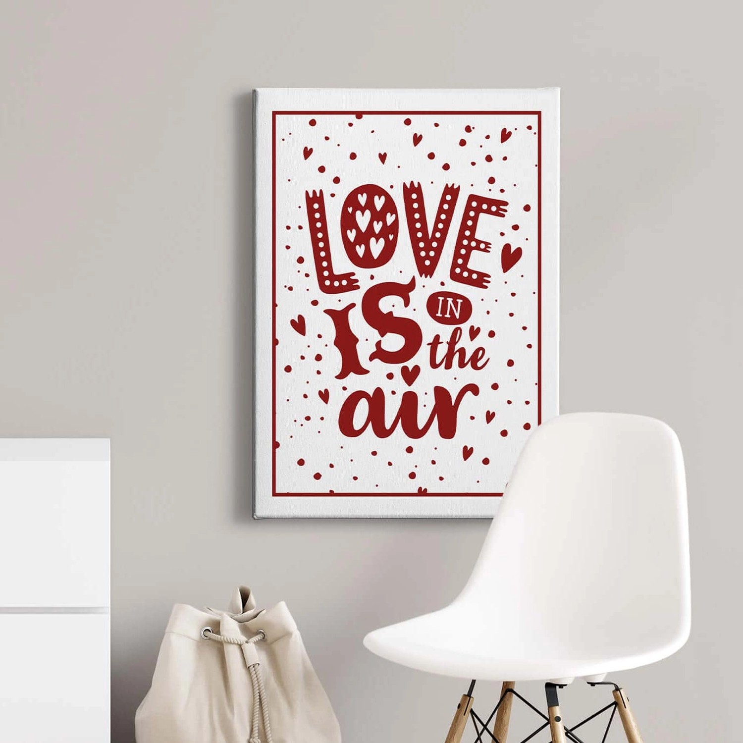 Bricoflor Love Is In The Air Bild Schlafzimmer Und Wohnzimmer Bild Mit Spruch Weihnachtsbild Auf Leinwand Mit Herzen Und Punkten