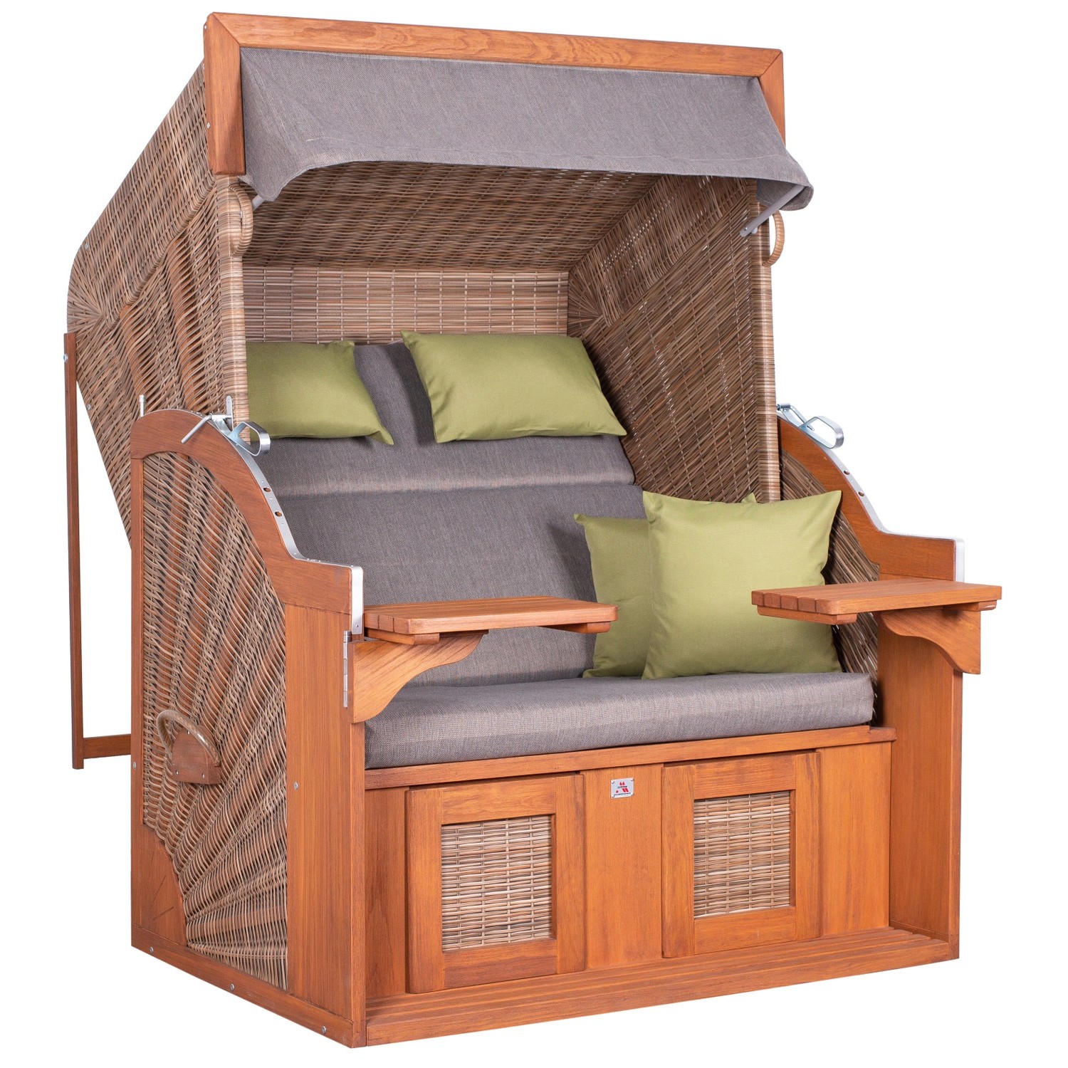 Natur24 Strandkorb PURE Comfort XL 135 x 92 x 165 cm PE Pinie Griseum