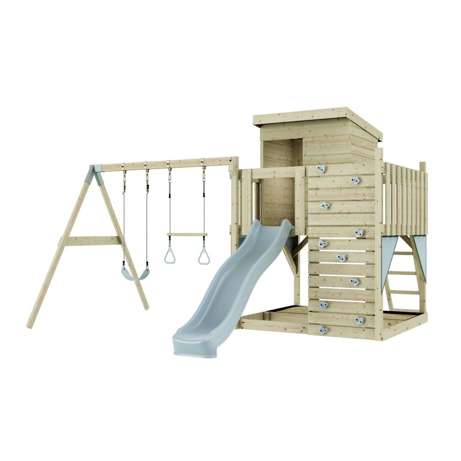 PolarPlay Spielturm Björn, mit Trapezstange, Eisblau