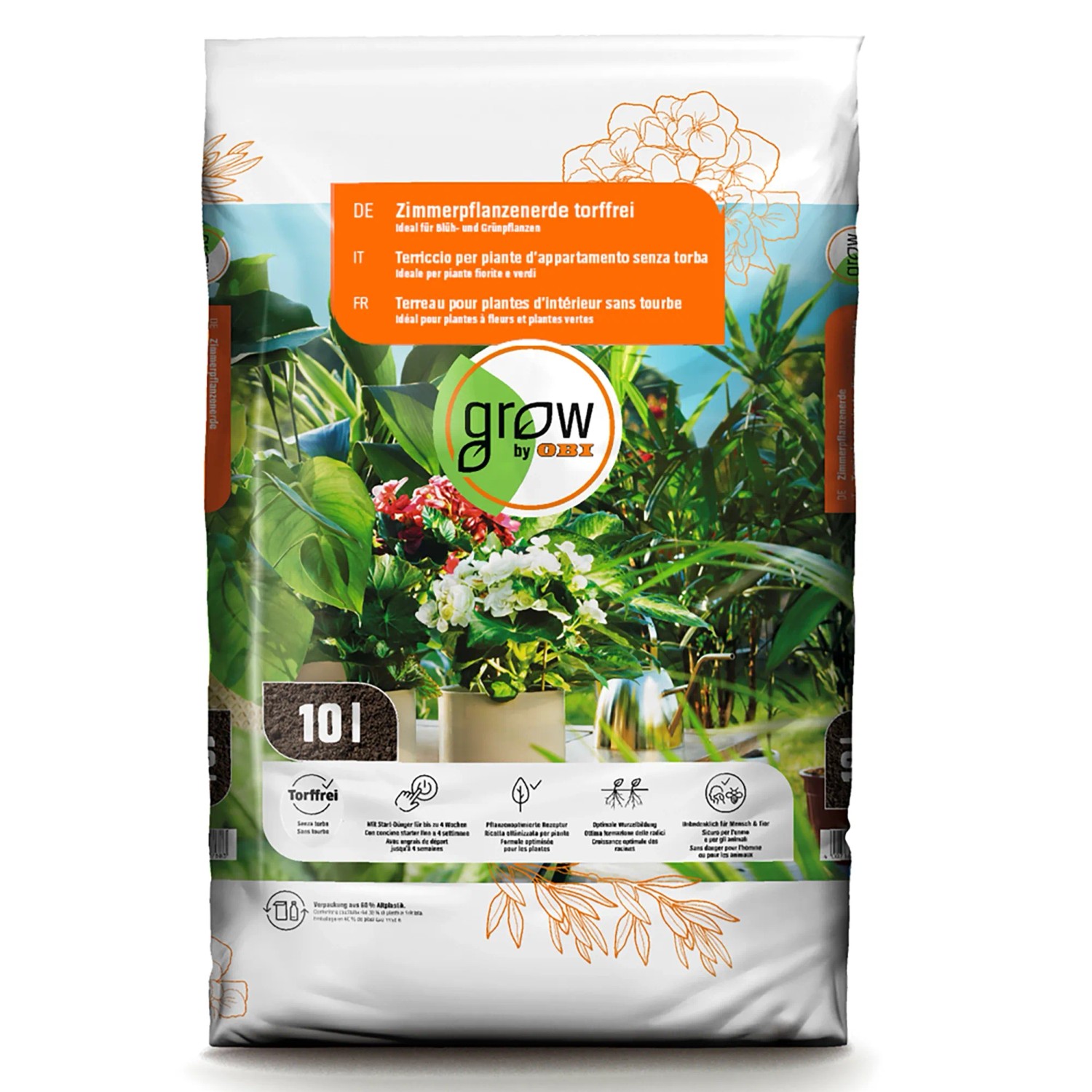 GROW by OBI Zimmerpflanzenerde Torffrei 10 l