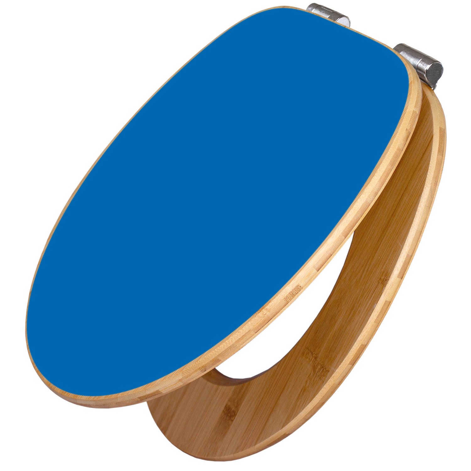 Banjado Design WC Sitz Bambus Holz Toilettendeckel Mit Absenkautomatik Klodeckel WC-Sitz Soft Close Mit Motiv Signalblau