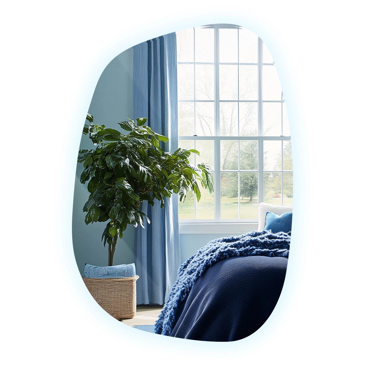 Tulup LED Spiegel Design Spiegel LED Organisch 90,9x66cm LED Dielenspiegel asymmetrisch Kleiner Asymmetrischer Spiegel mit Licht Kaltweiß 6500K