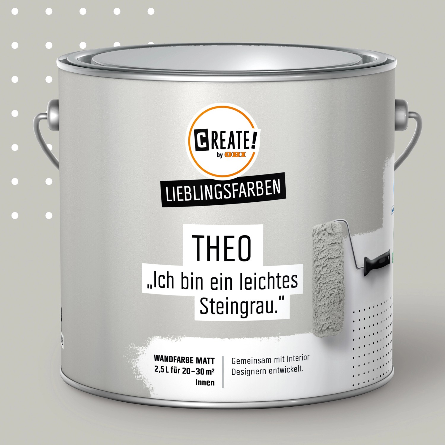CREATE! by OBI Lieblingsfarben Wandfarbe Theo Steingrau matt 2,5 l