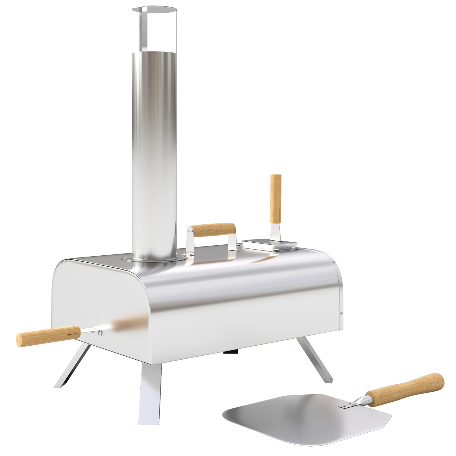 Outsunny Pizzaofen Edelstahl Silber 79L x 36B x 75H cm