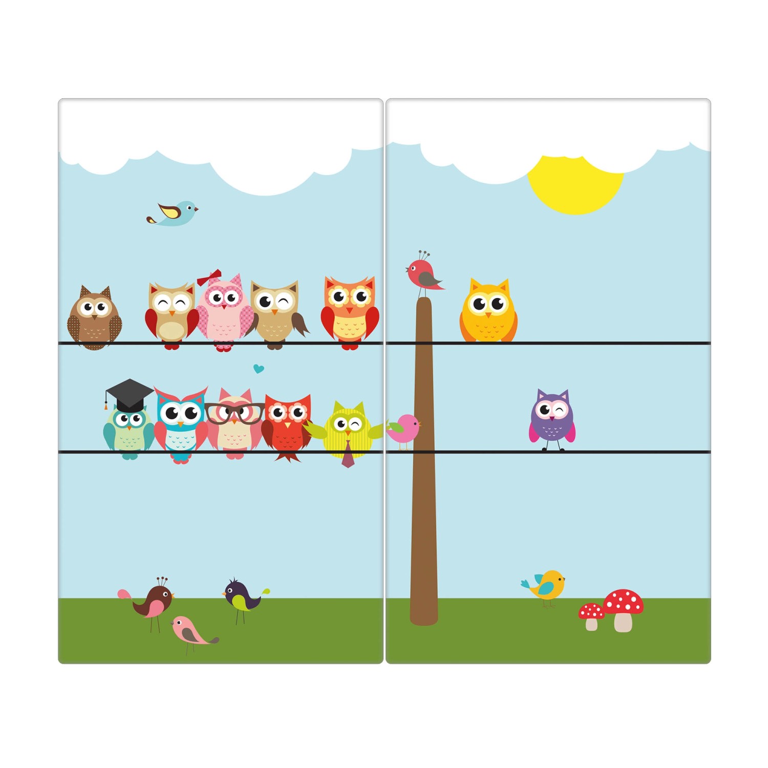 Banjado Herdabdeckplatte Glas 2 Teilig Je 30x52CM Schneidebrett Herdabdeckung Mit Motiv Da Wären Wir