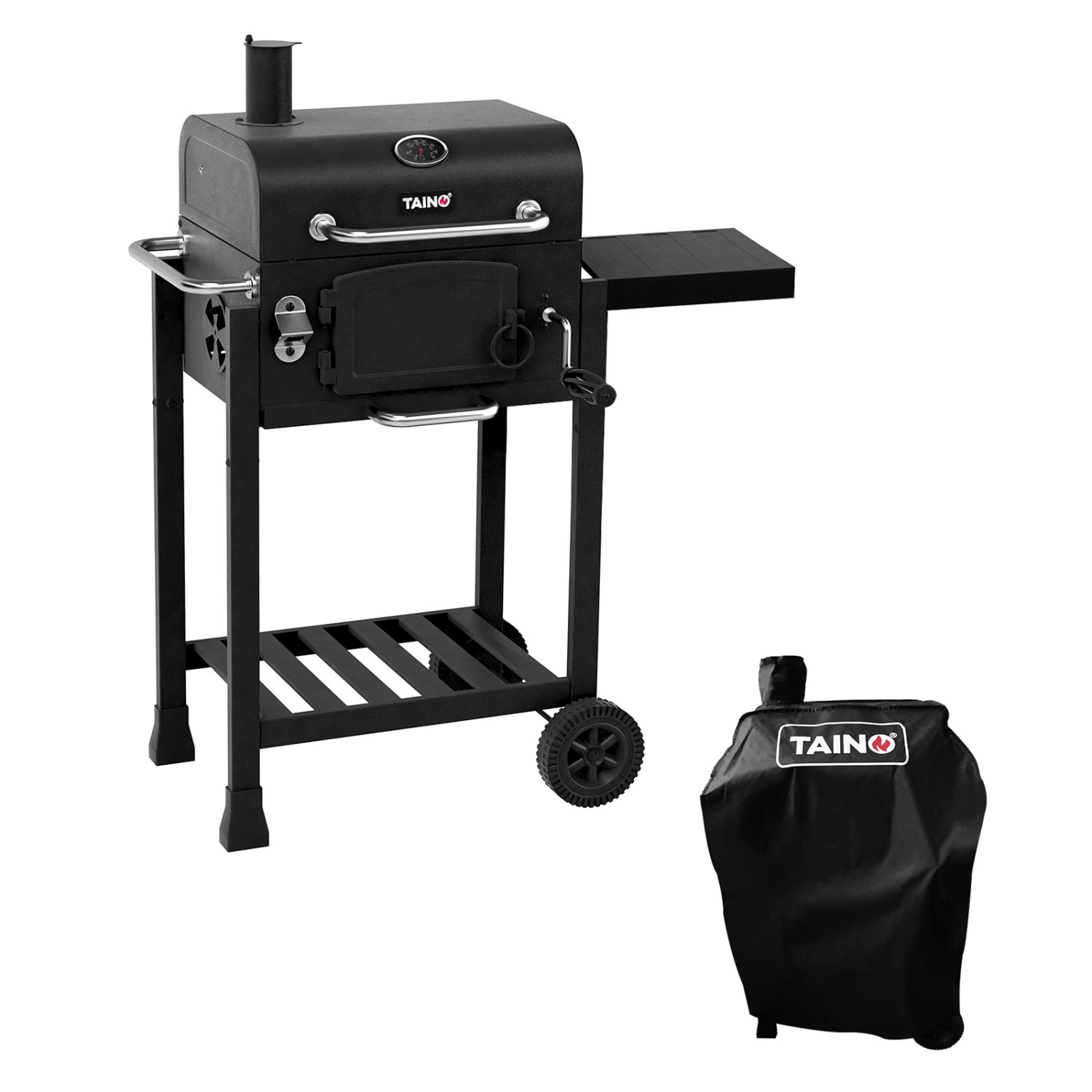 Taino Hero Holzkohlegrill Set Mit Haube Smoker BBQ Grillwagen Grillkamin Standgrill Räucherofen