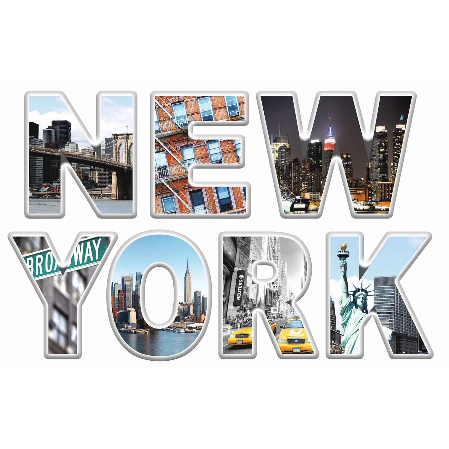 Sanders & Sanders Wandtattoo New York Blau Grau und Orange 42,5 x 65 cm 600313