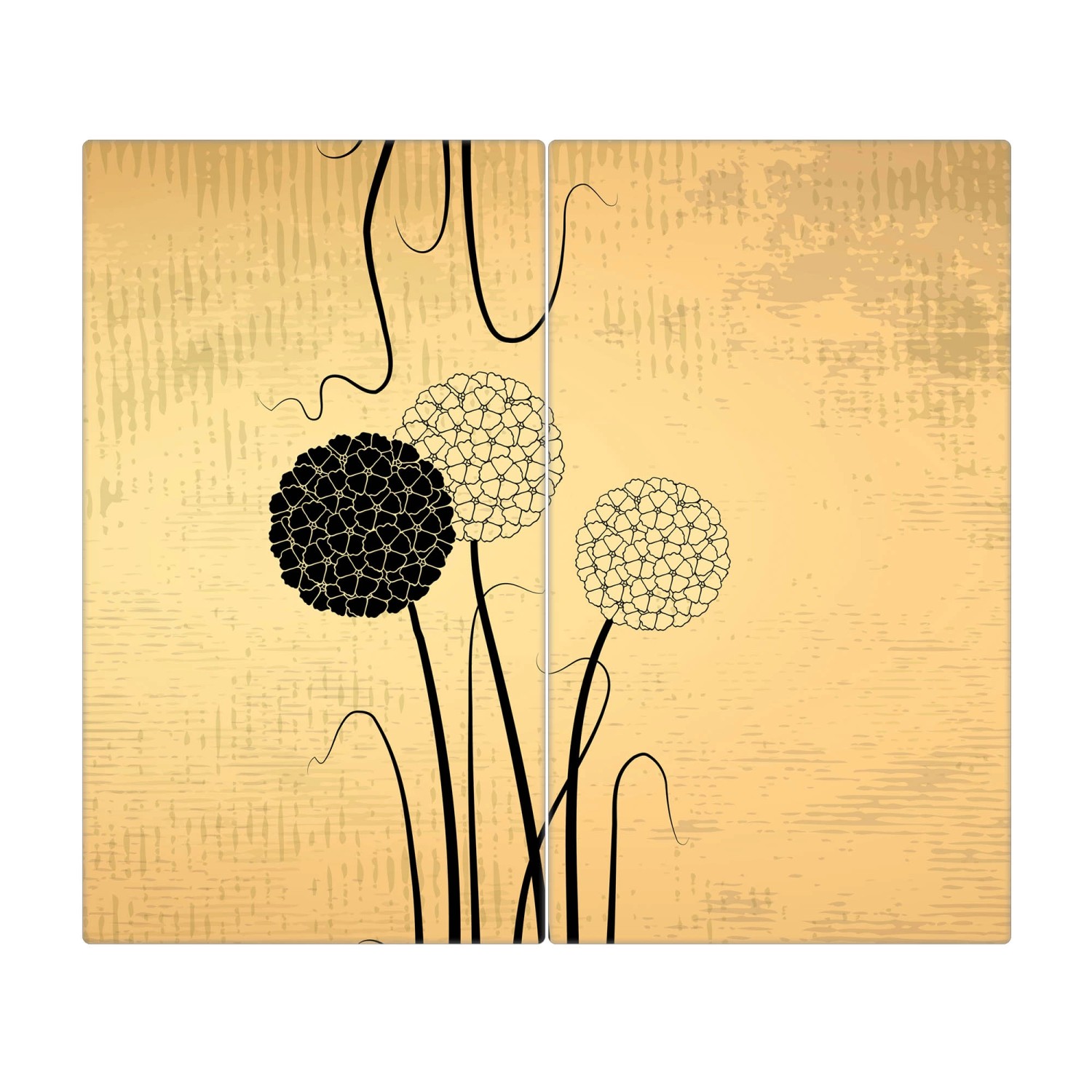 Banjado Herdabdeckplatte Glas 2 Teilig Je 30x52CM Schneidebrett Herdabdeckung Mit Motiv Zwiebel Vintage