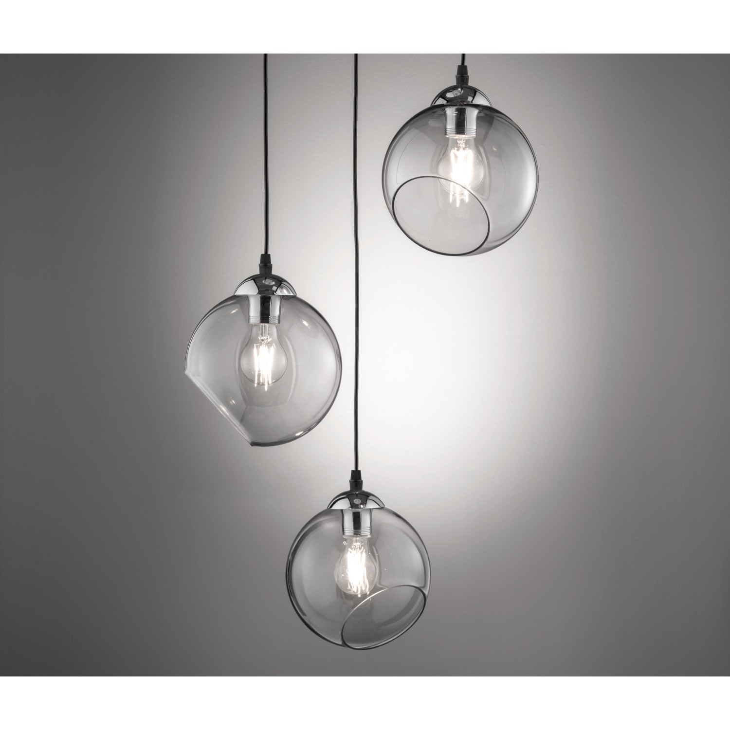 Reality Leuchten Pendellampe Clooney Chrom-Grau 3 Leuchten