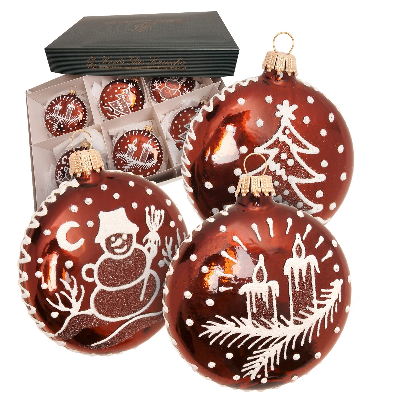 Krebs Glas Lauscha Baumschmuck Lebkuchen-Taler Braun 8cm