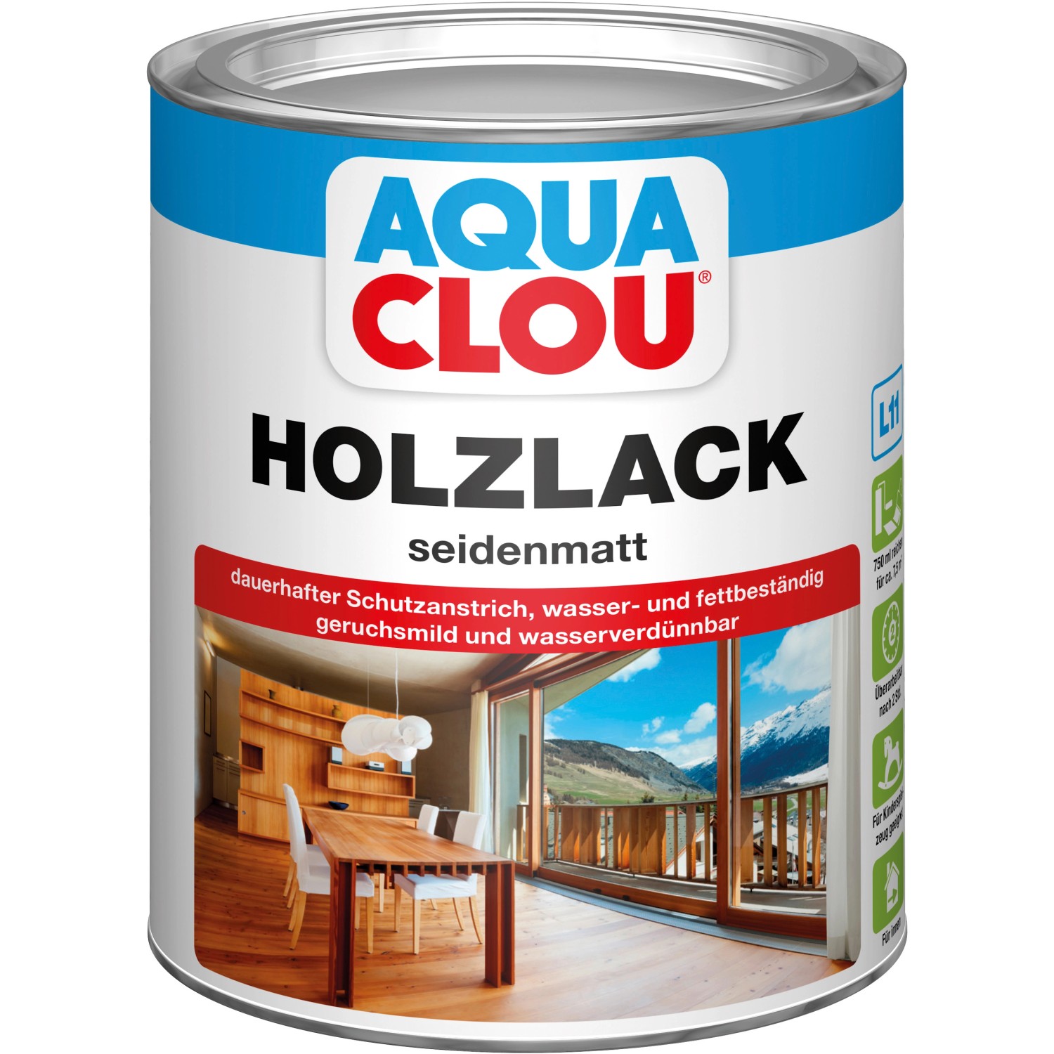 Aqua Clou Holzlack Transparent seidenmatt 750 ml