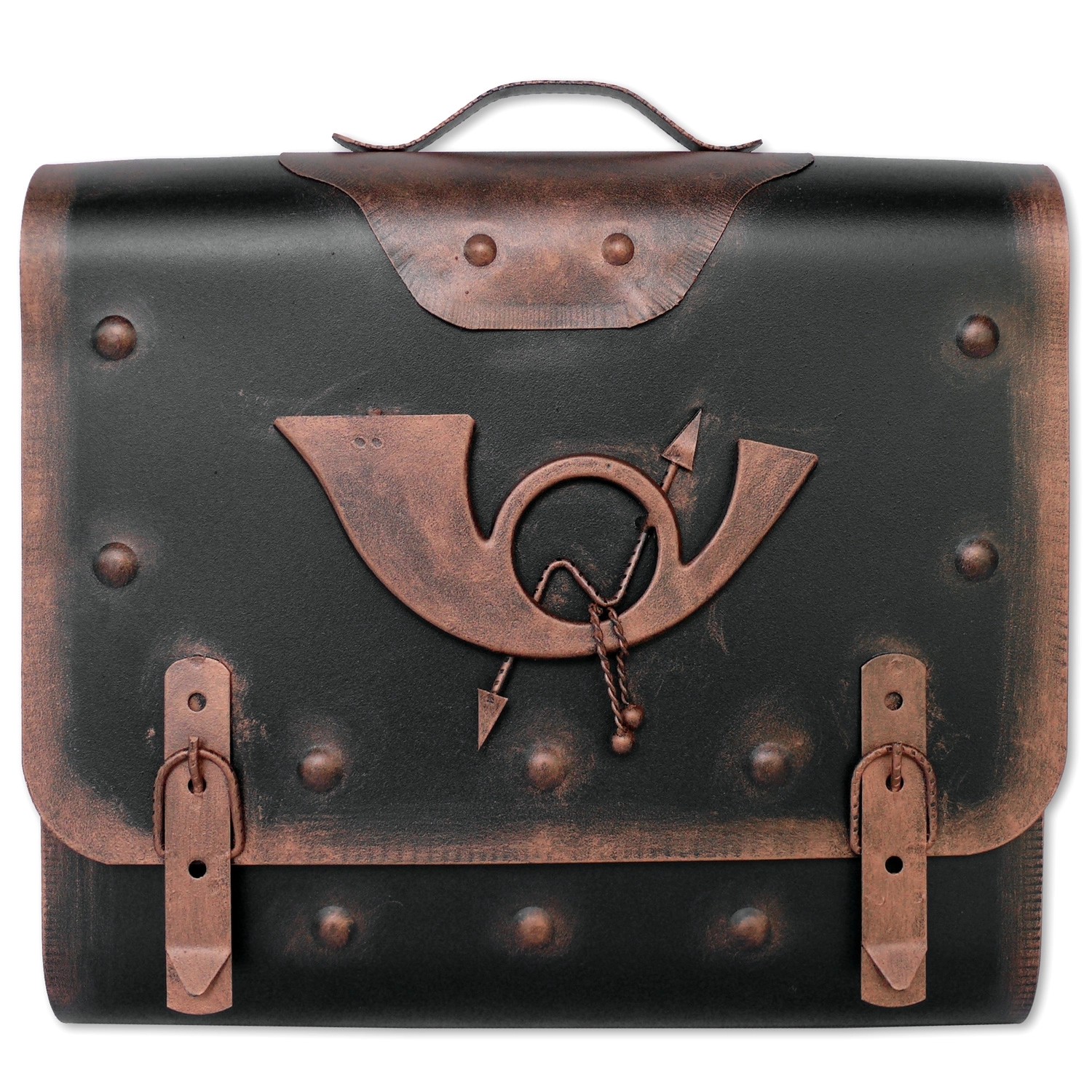 HMF 510-20 Briefkasten Alter Ranzen Posthorn PH2 40 x 40 x 9 cm Kupfer