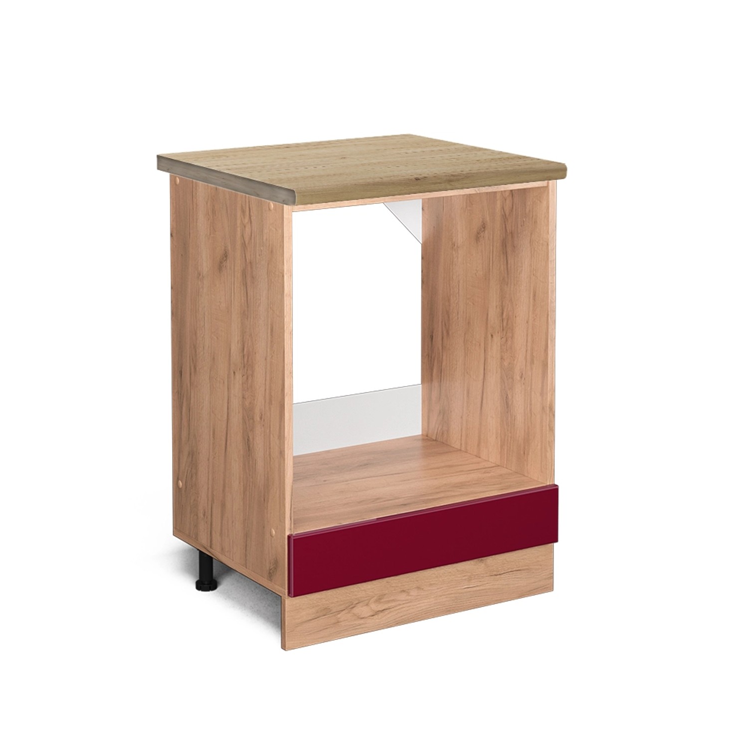 Vicco Herdumbauschrank R-Line Bordeaux Hochglanz/Goldkraft Eiche 60 cm AP Eiche