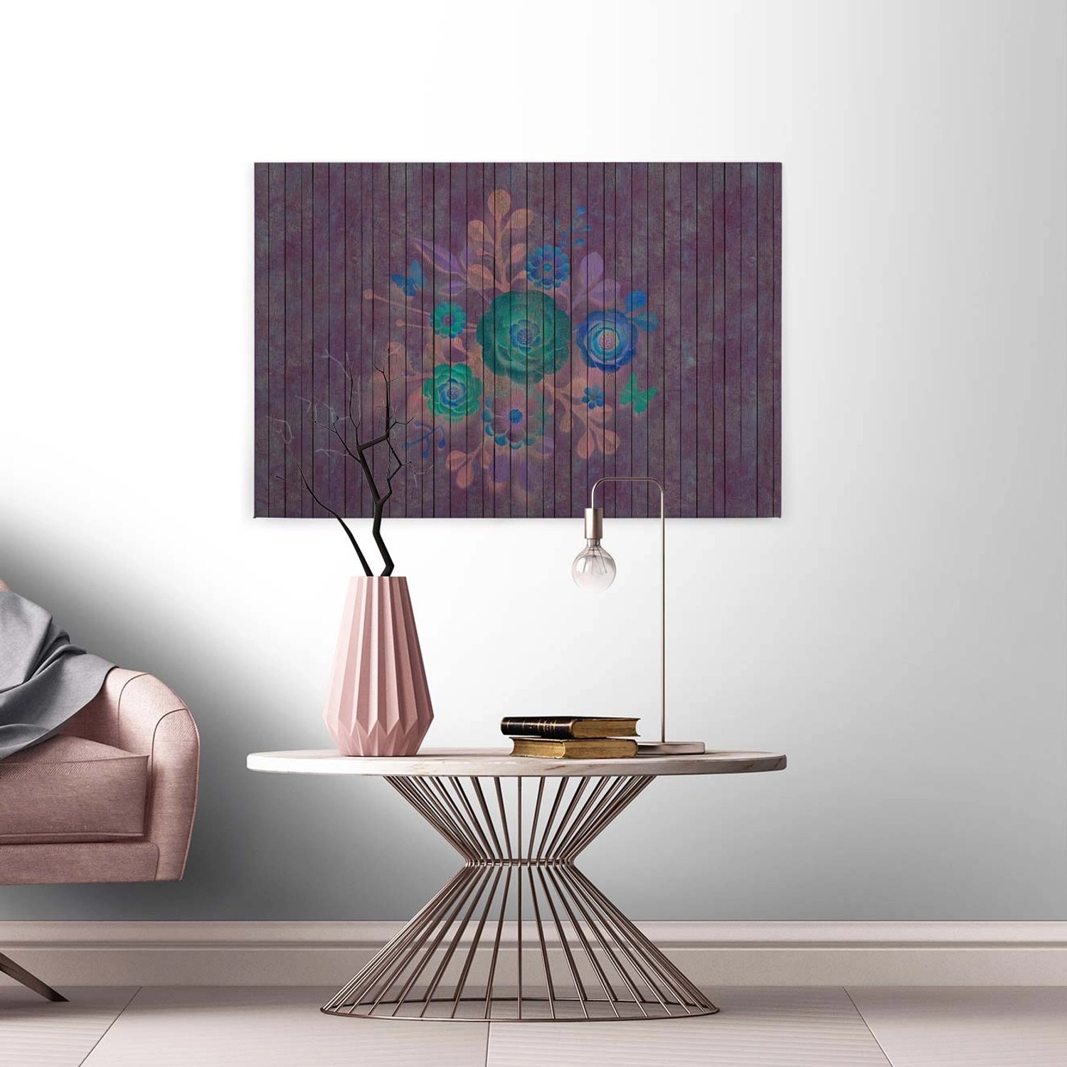 Bricoflor Lila Leinwand Bild Mit Blumen Holz Bild Auf Canvas Leinwand In Violett Ideal Für Schlaf Und Esszimmer Modernes Keilrahmen Bild Im Querformat