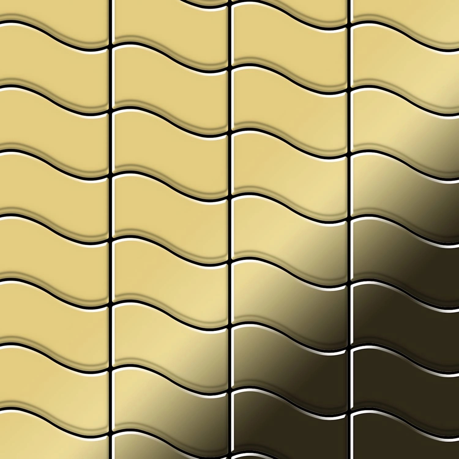 ALLOY Mosaik Fliese Massiv Metall Messing Gewalzt Gold 1,6mm Stark Flux-bm 1 Paket mit 10 Matten 0,86 m2 Gold