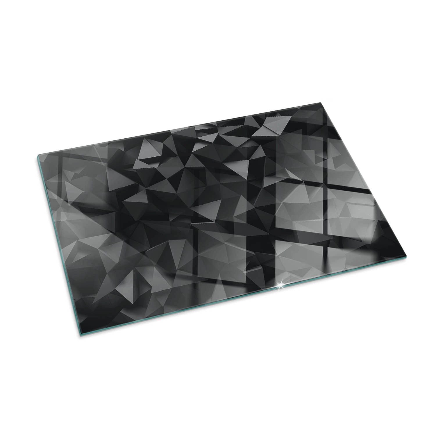 Tulup Glasplatte für Kamin Dreidimensionale Geometrie Kaminofen Glas Bodenplatte Rechteck 100x70 cm Schwarz Glasplatte für Kamin Glas unter Kamin