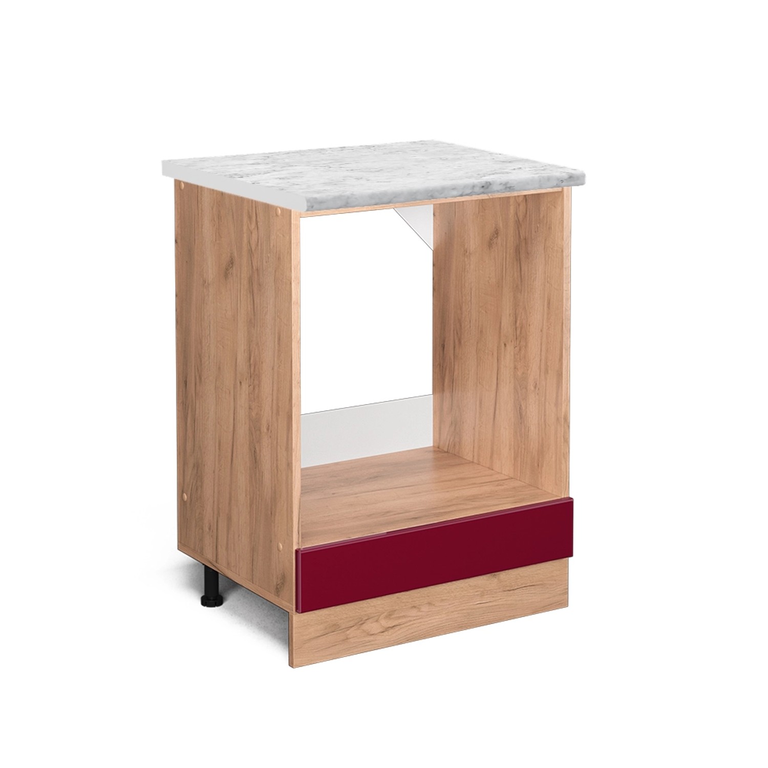 Vicco Herdumbauschrank R-Line Herdschrank Bordeaux Hochglanz 60 cm AP Marmor