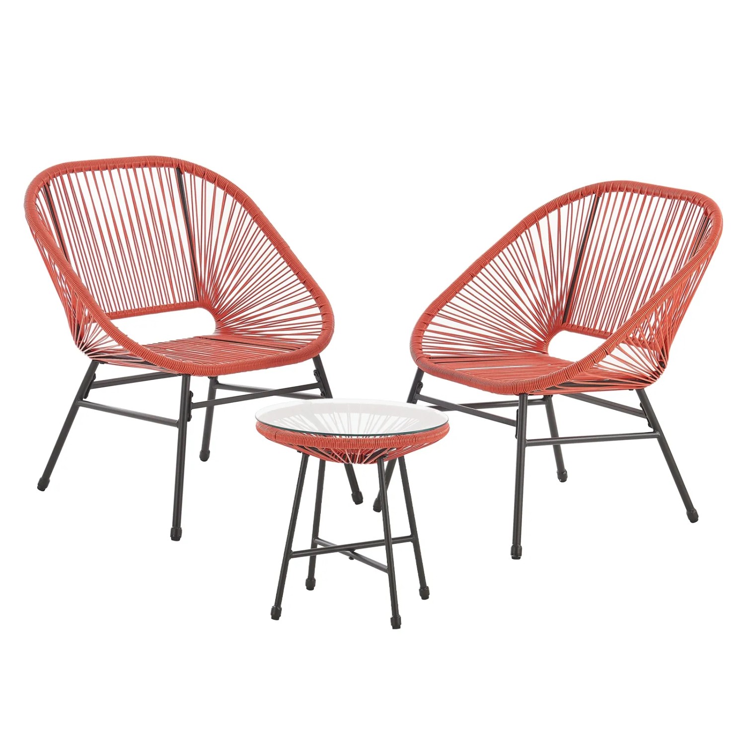 Svita Tulum Balkon-Möbel 3-tlg. Garten-Möbel Set Balkonstühle Mit Tisch Orange