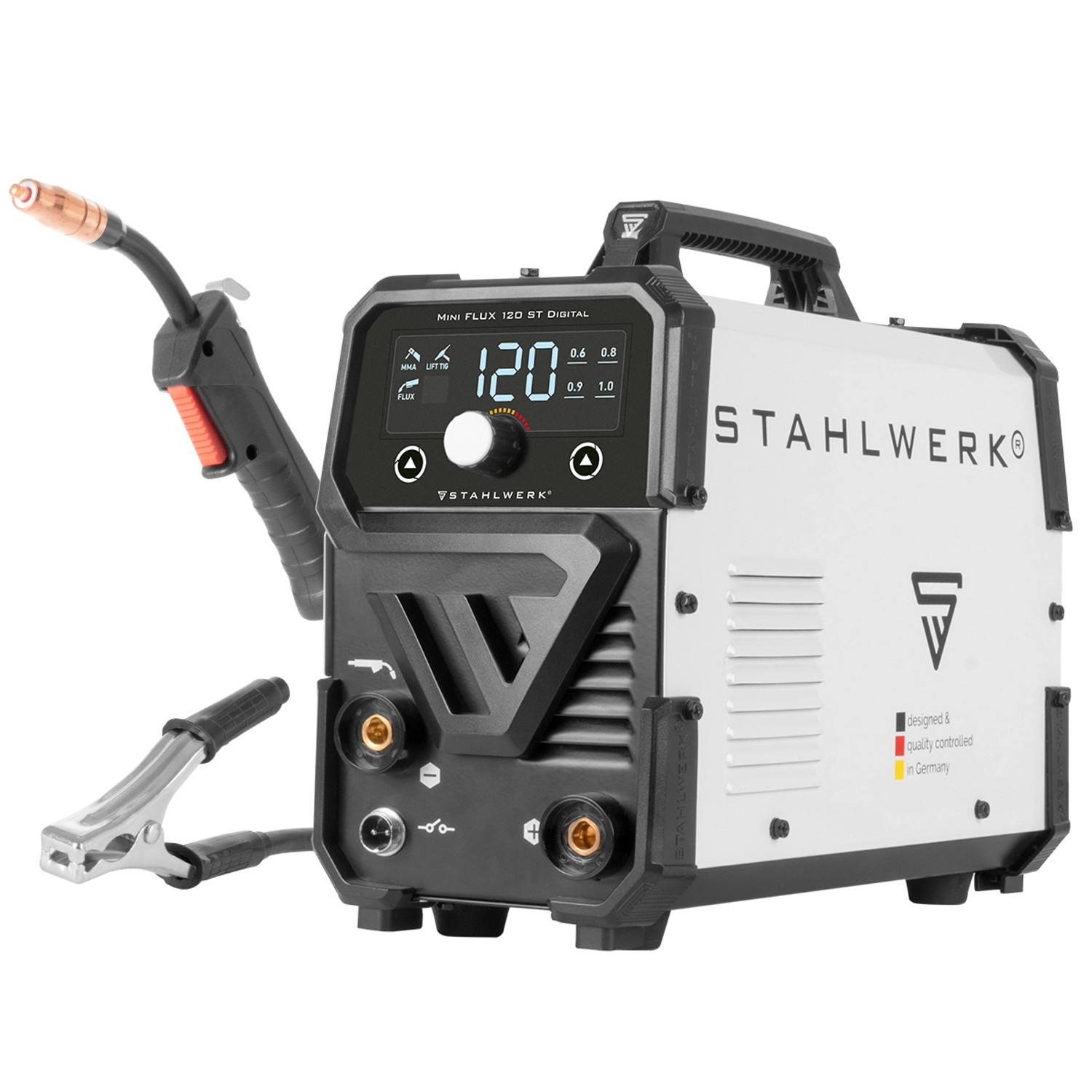STAHLWERK Schweißgerät Mini FLUX 120 ST mit ARC, MMA-Funktion mit 120 Ampere